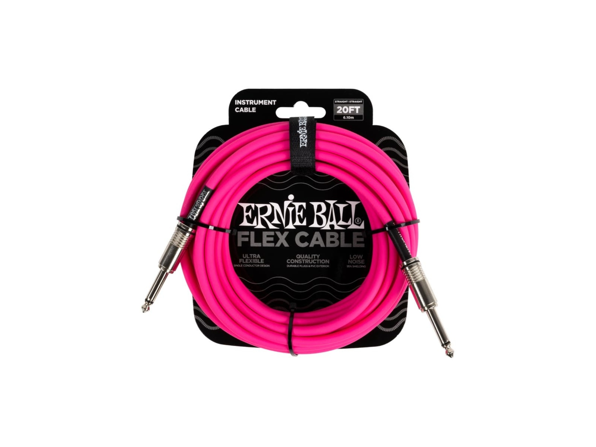 Ernie Ball Flex Straight Instrument Cable (6m, Pink)