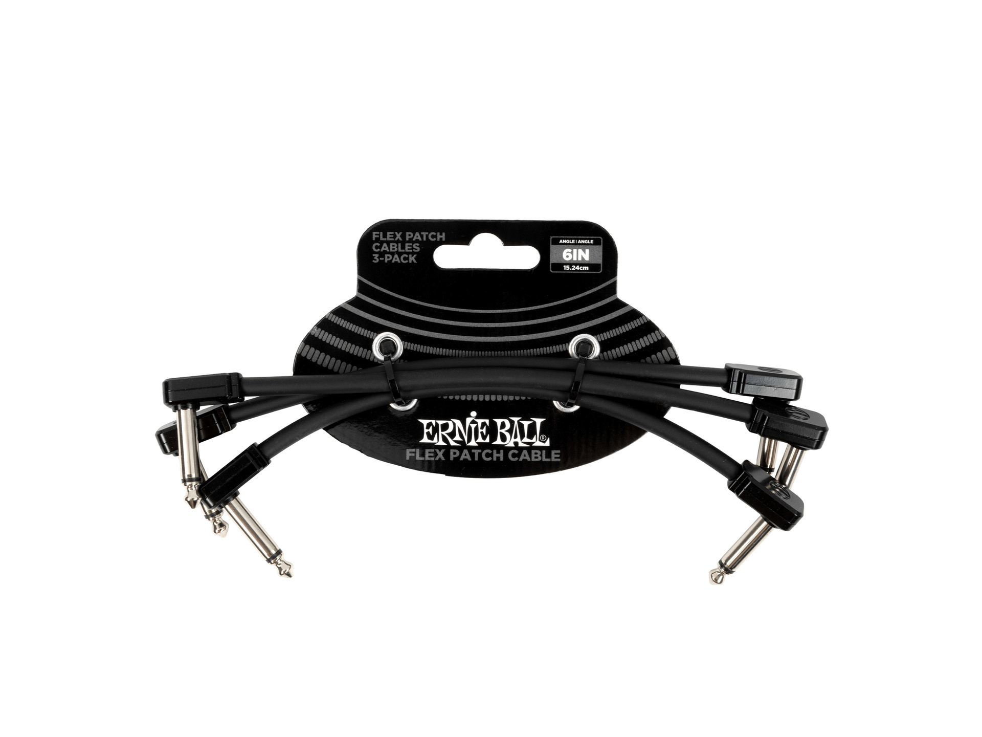 Ernie Ball Flex Patch Cable (6", Black, 3-Pack)