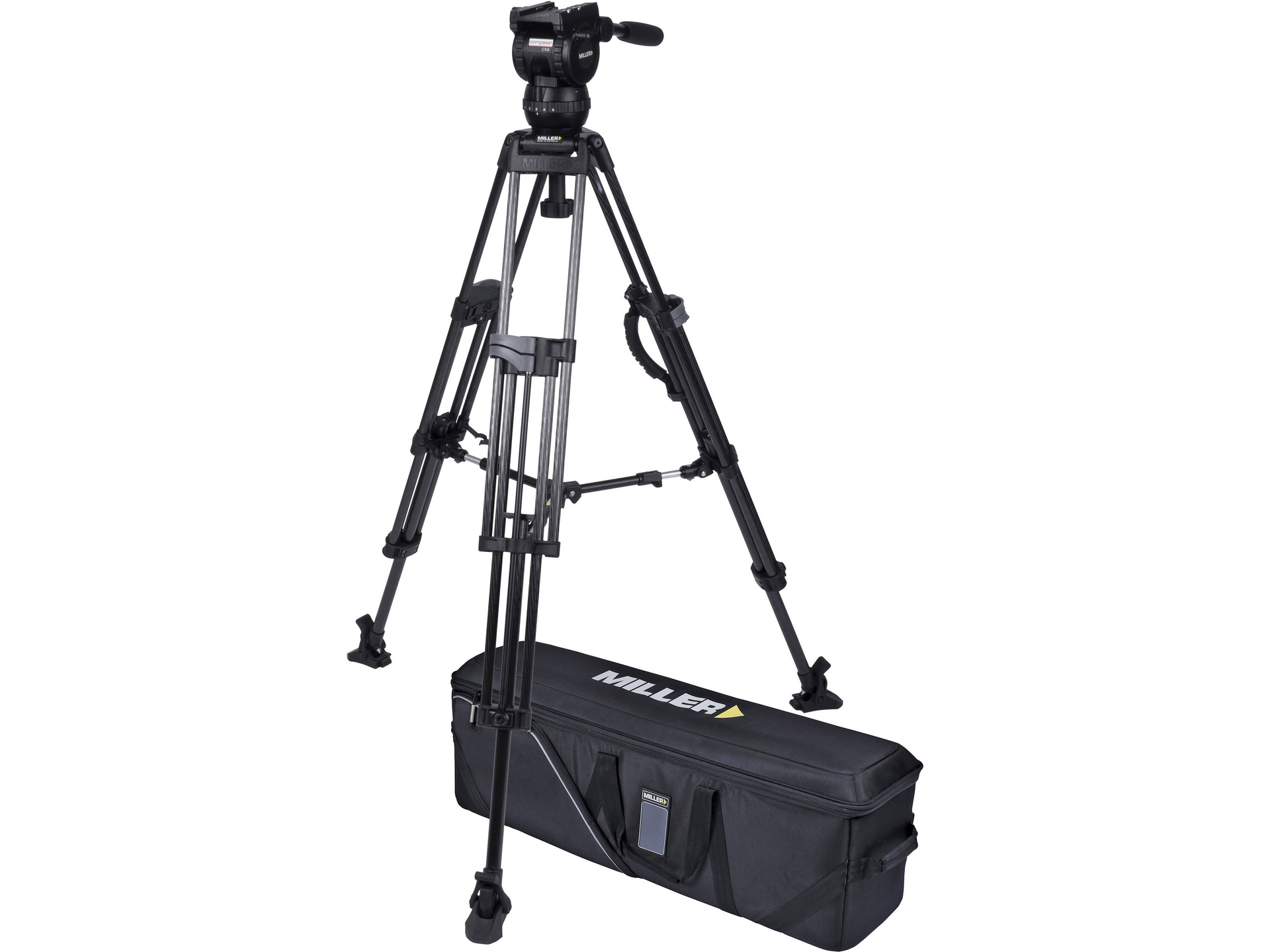 Miller CX8 Head and 75 Sprinter II Carbon Fibre Tripod with Mid-Level Spreader and Case