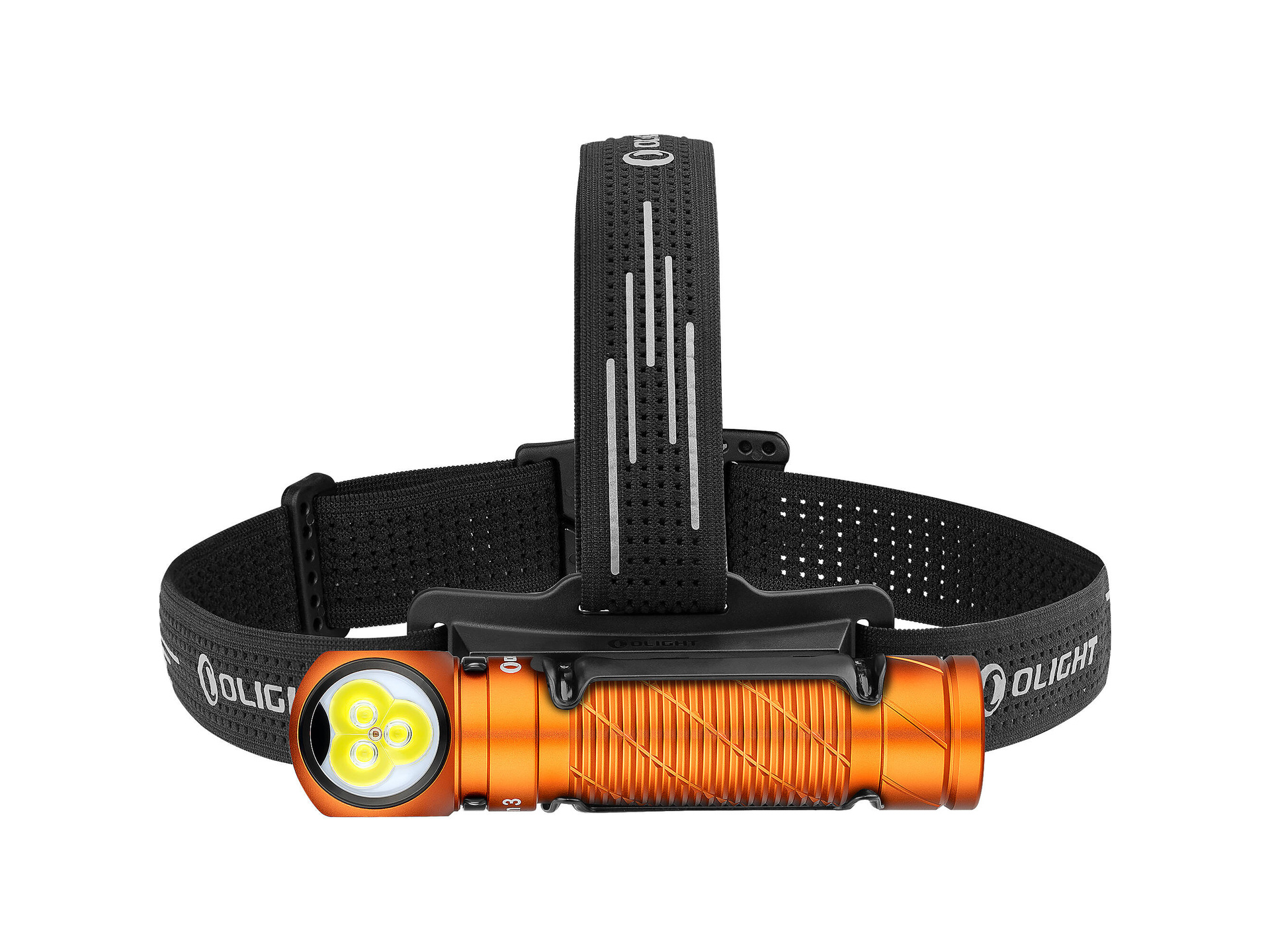 Olight Perun 3 Rechargeable Right-Angle LED Flashlight and Headband (Orange)