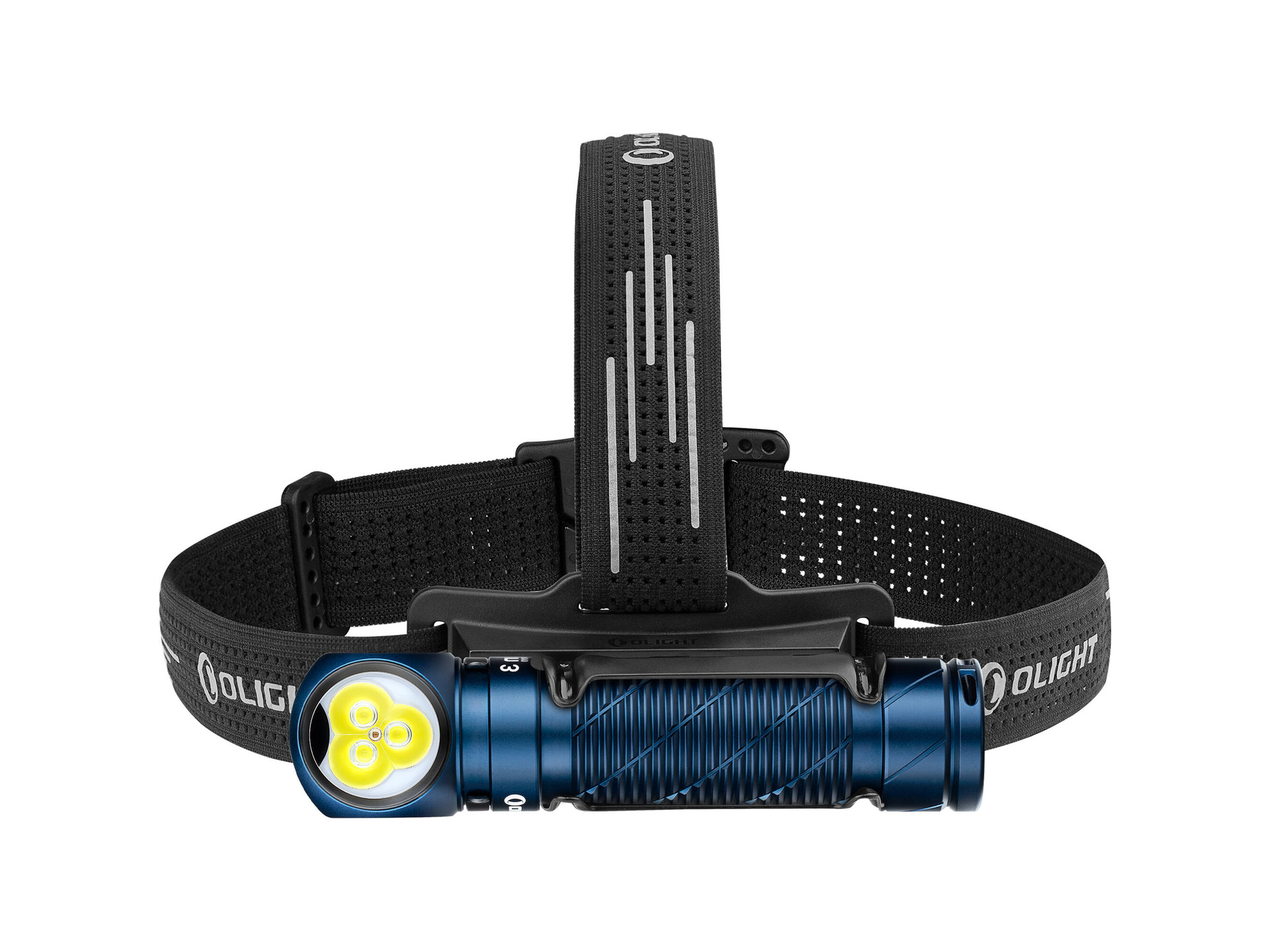 Olight Perun 3 Rechargeable Right-Angle LED Flashlight and Headband (Midnight Blue)