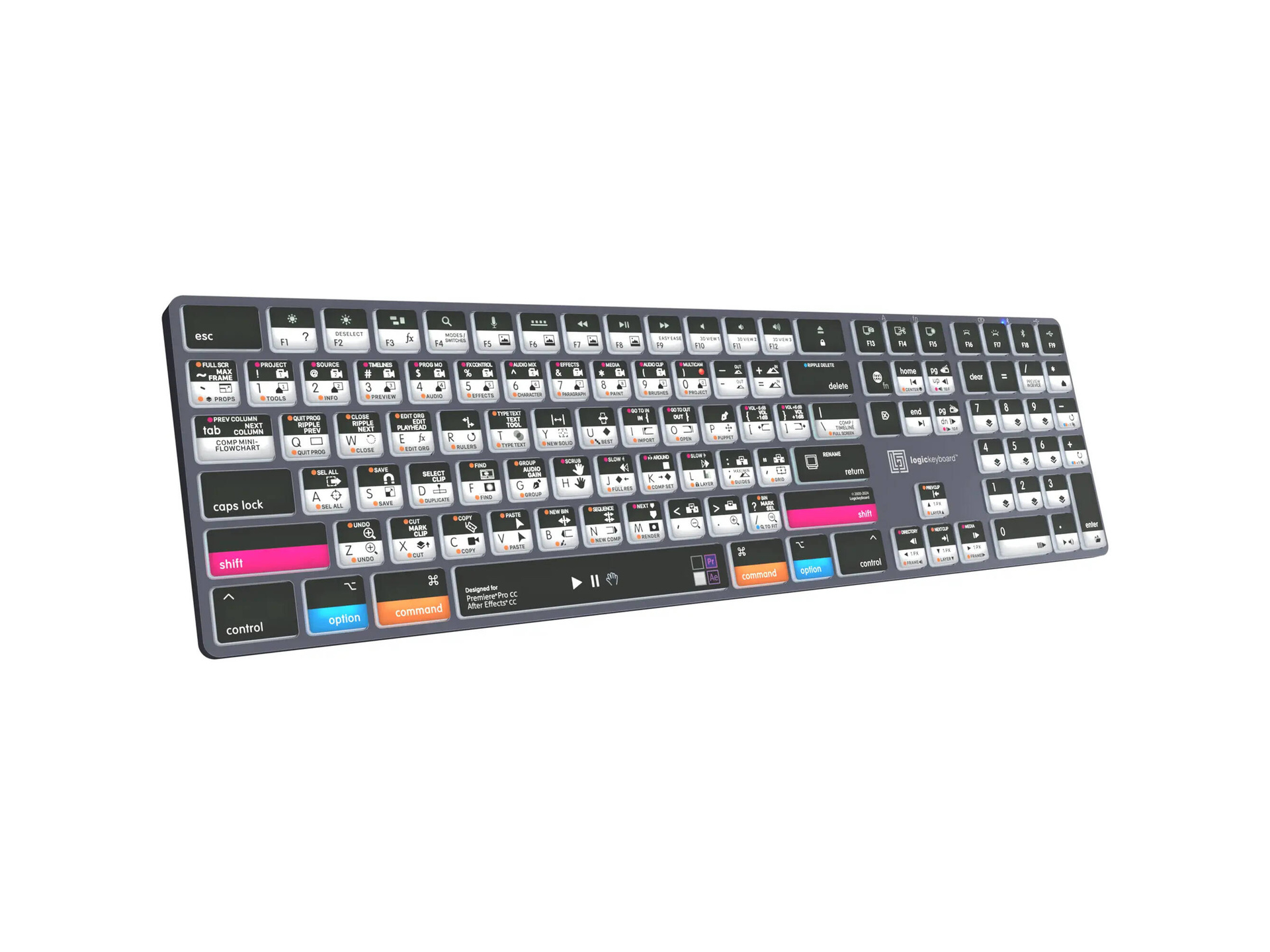 Logickeyboard TITAN Adobe Filmmaker Wireless Keyboard for Mac