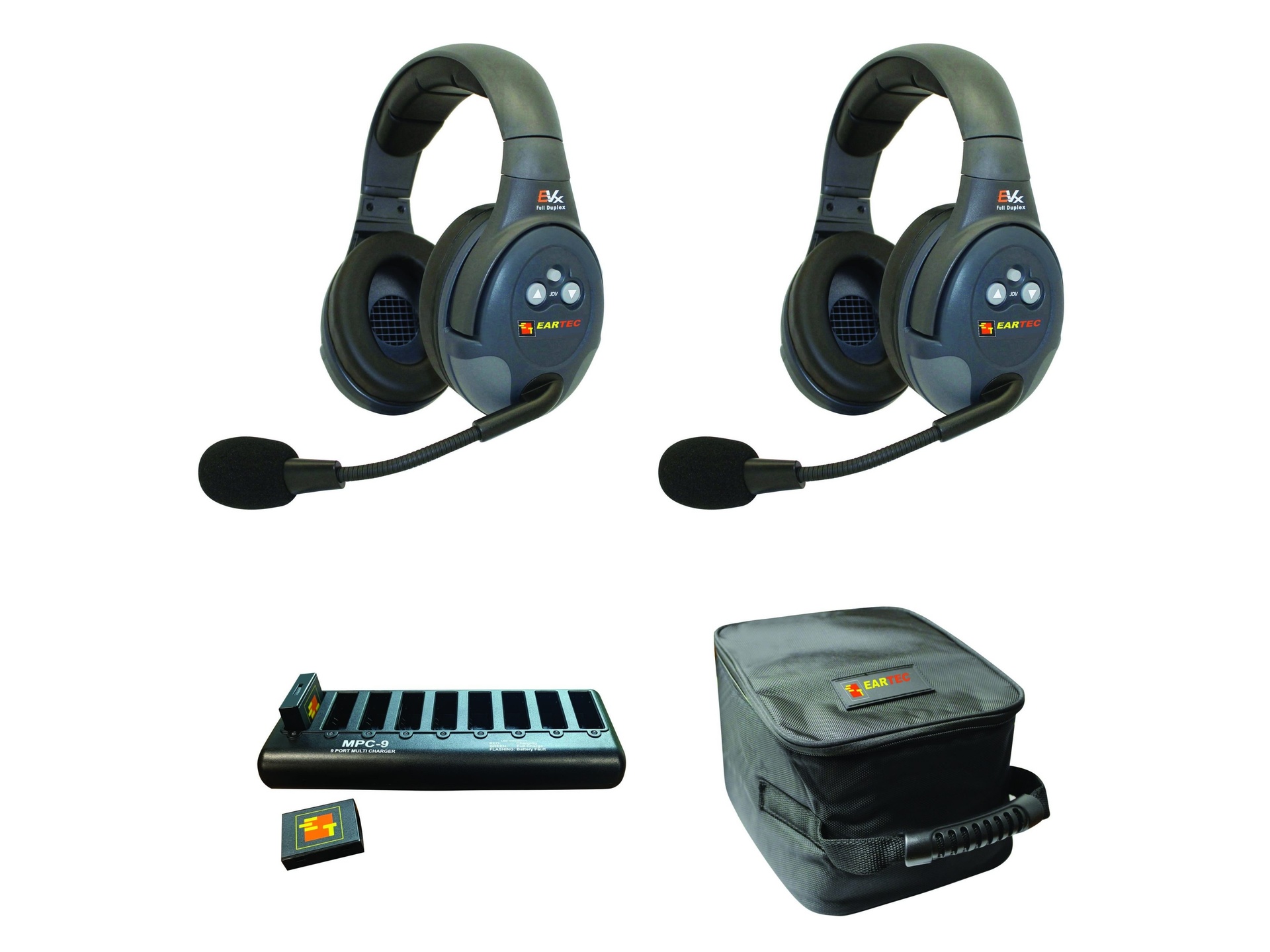 Eartec EVADE EVX2D Full-Duplex Wireless Intercom System with 2 Dual-Ear Headsets (2.4 GHz)