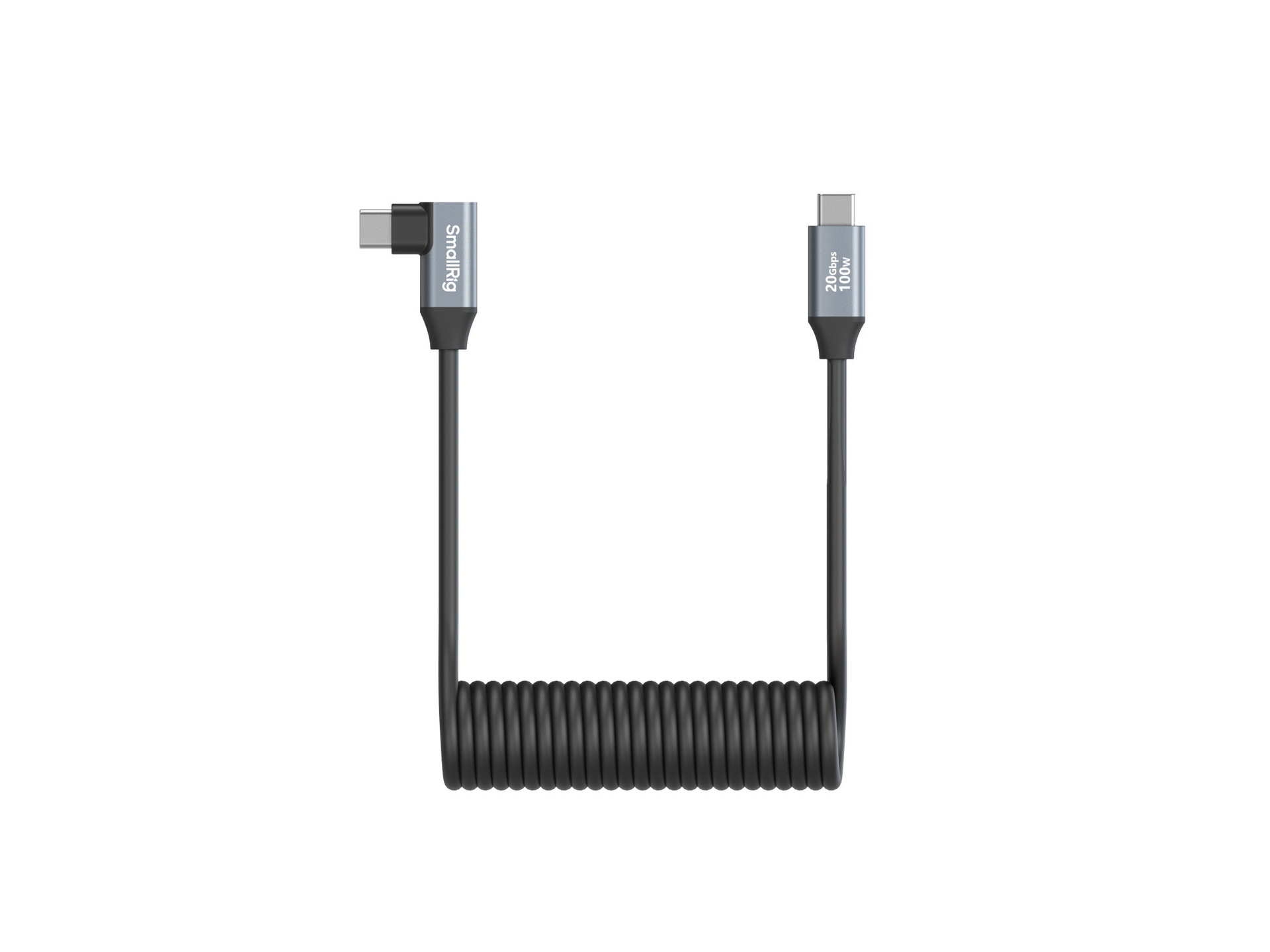 SmallRig 4792 Straight USB-C to Angled USB-C Coiled Data Cable (35cm)