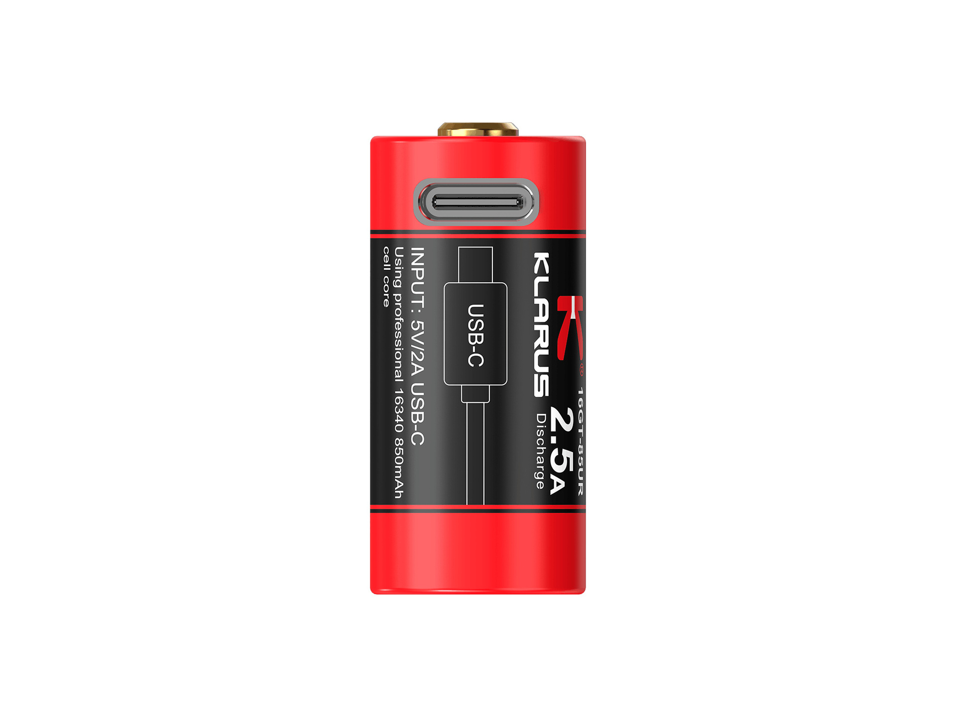 Klarus 16GT-85UR 16430 850mAh Lithium Ion Battery (USB-C)
