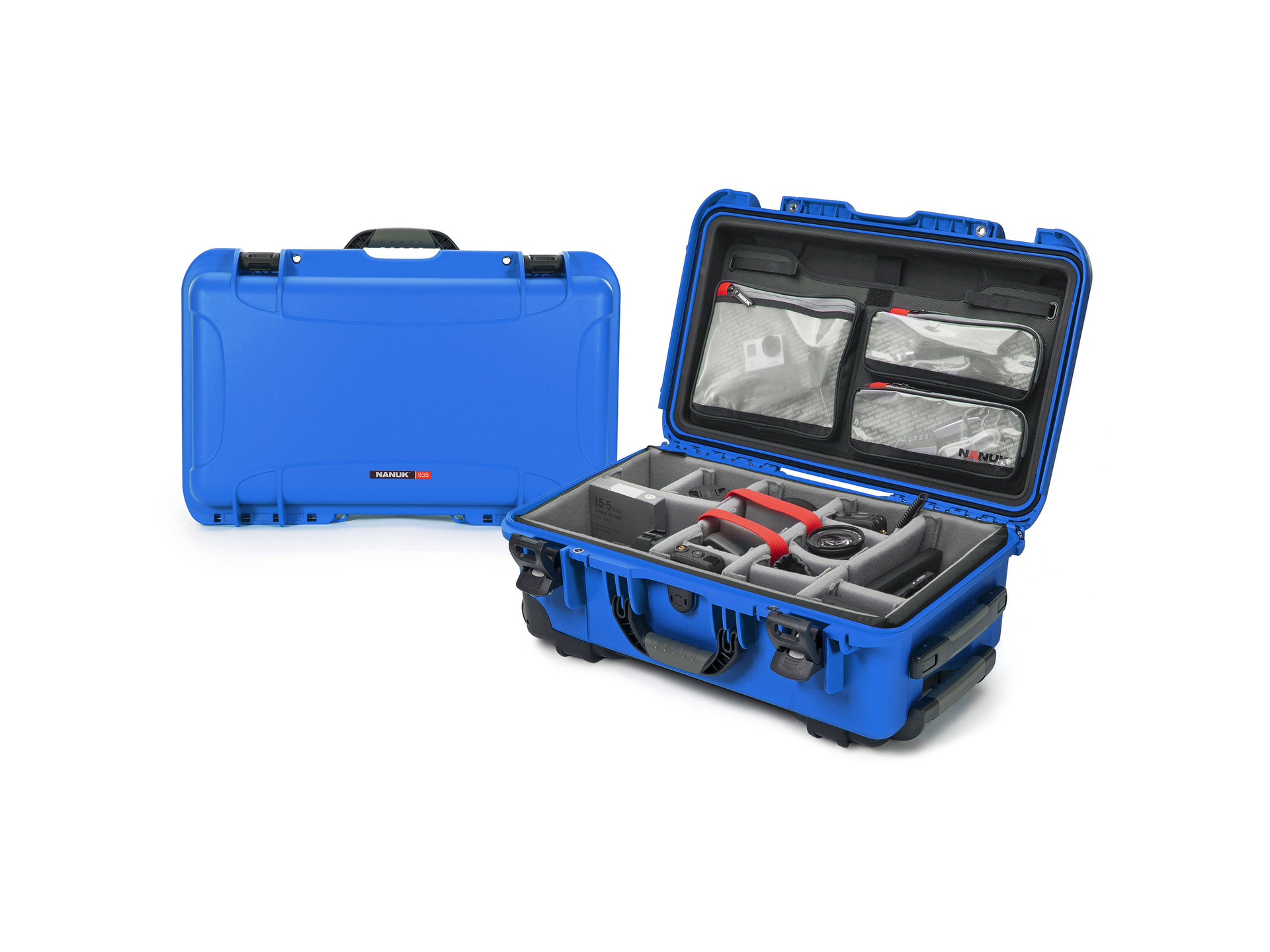 Nanuk 935 Wheeled Waterproof Case Pro Photo/Video Kit with Dividers & Lid Organizer (Blue, 28.5L)
