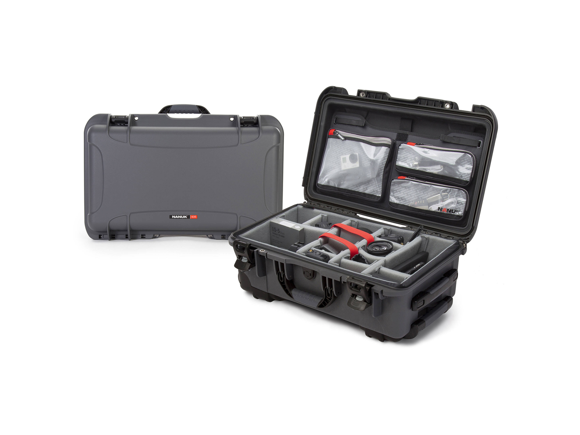 Nanuk 935 Wheeled Hard Case (Graphite, Padded Dividers & Lid Organiser, 28.5L)