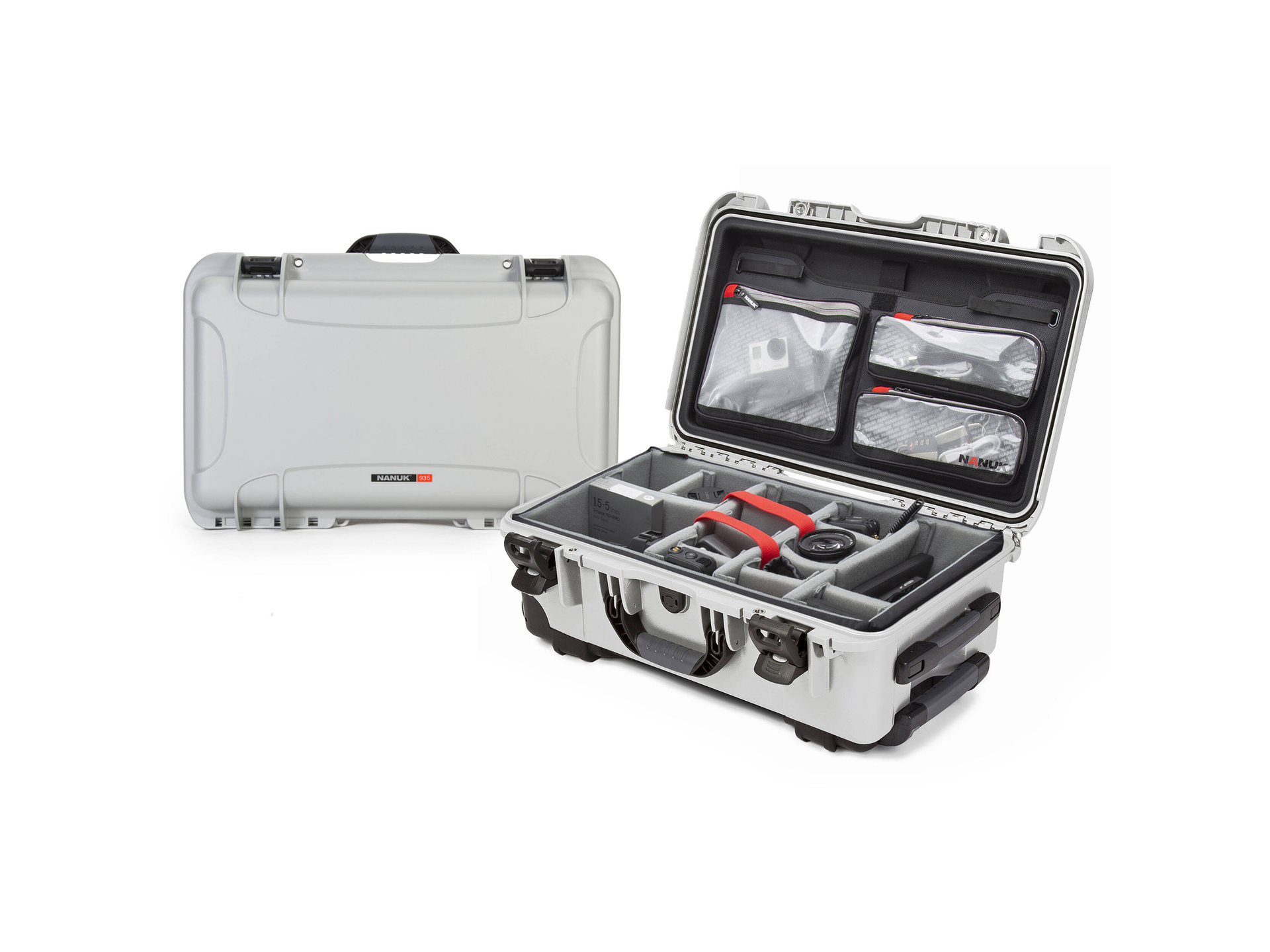 Nanuk 935 Wheeled Hard Case (Silver, Padded Dividers & Lid Organiser, 28.5L)