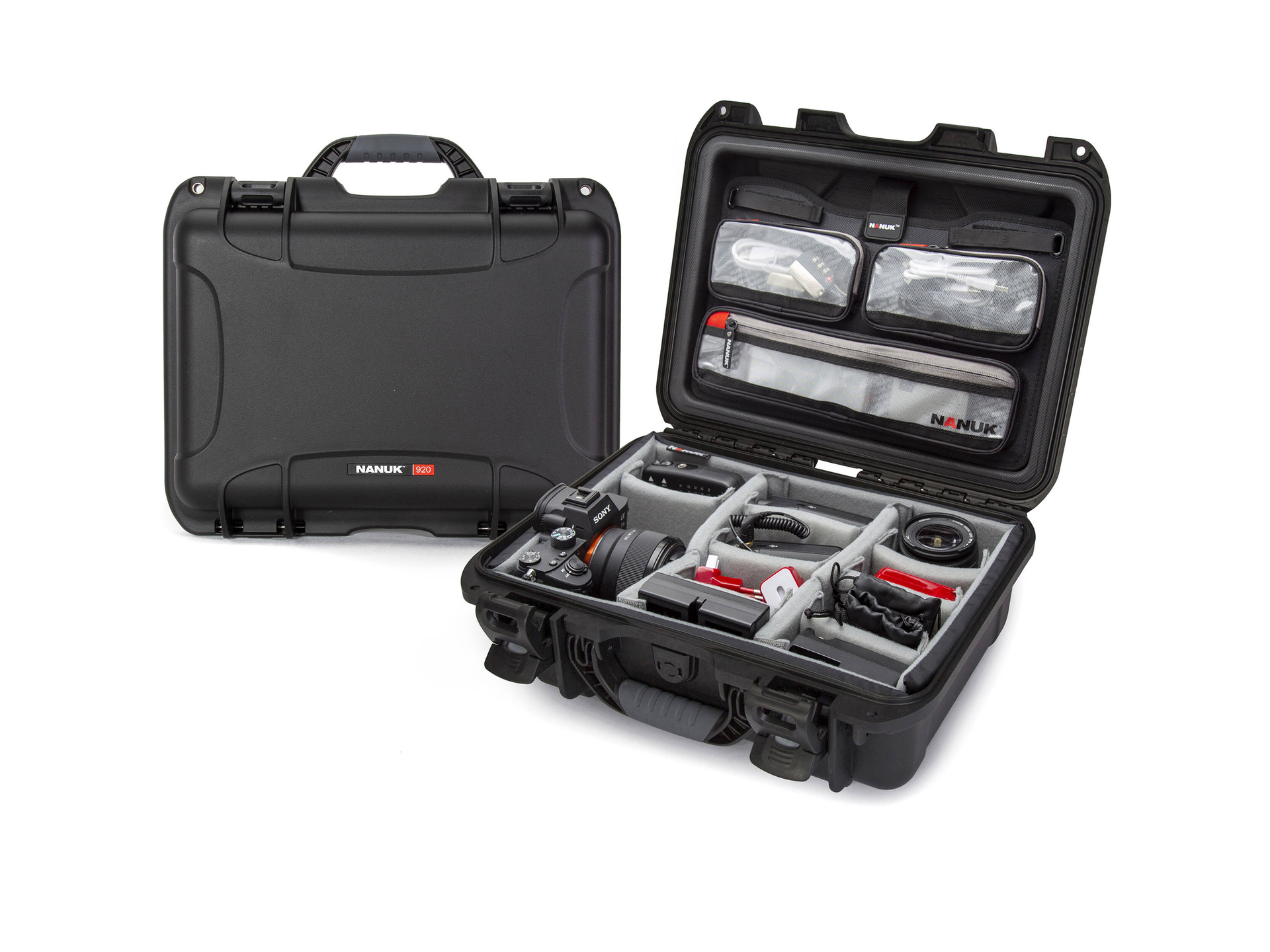 Nanuk 920 Medium Hard Case (Black, Padded Dividers & Lid Organiser)