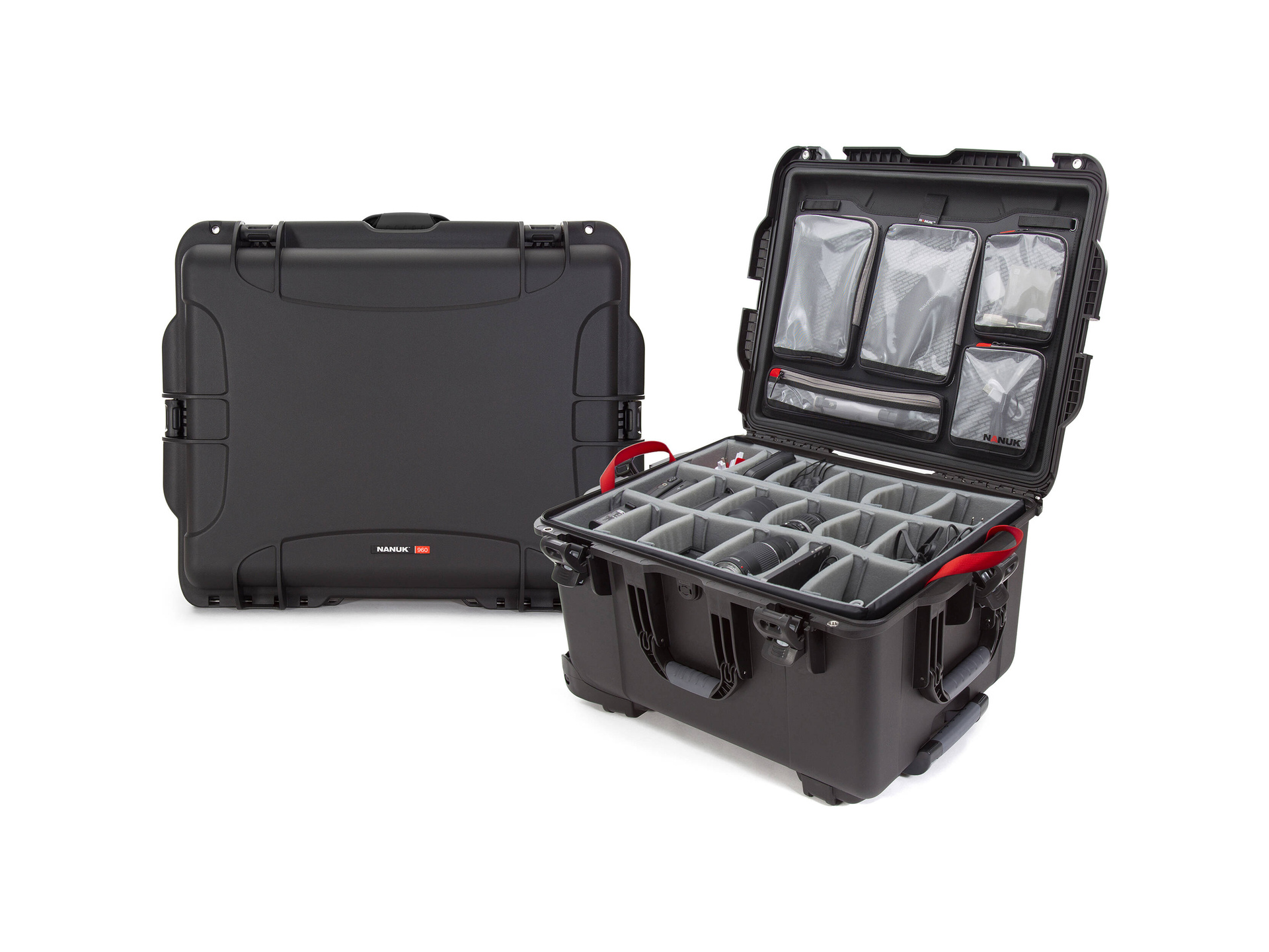Nanuk 960 Wheeled Hard Case (Black, Padded Dividers & Lid Organiser)