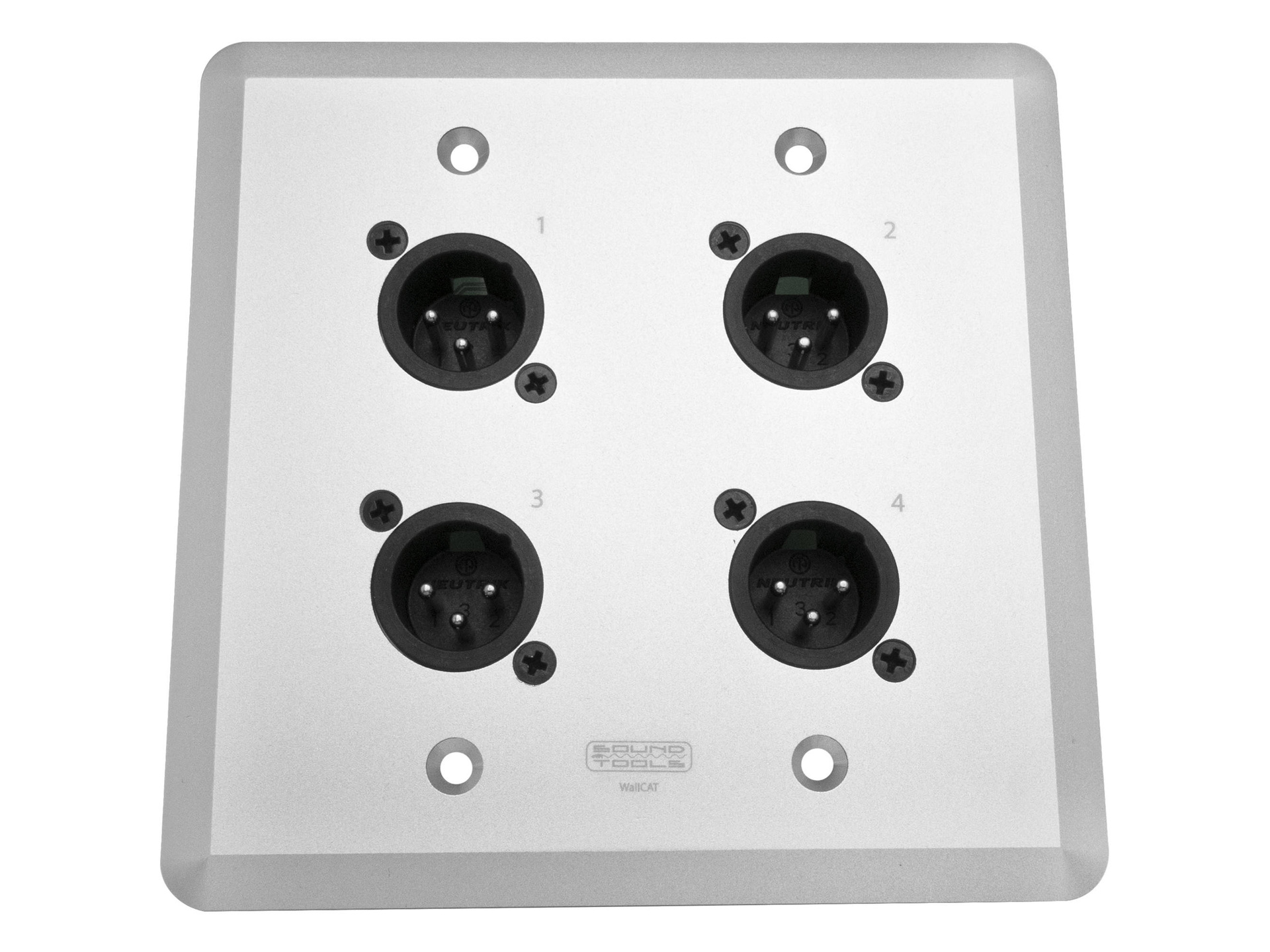 SoundTools WallCAT MX-S Wall Plate with Four XLR 3-Pin Male Connectors (Silver)