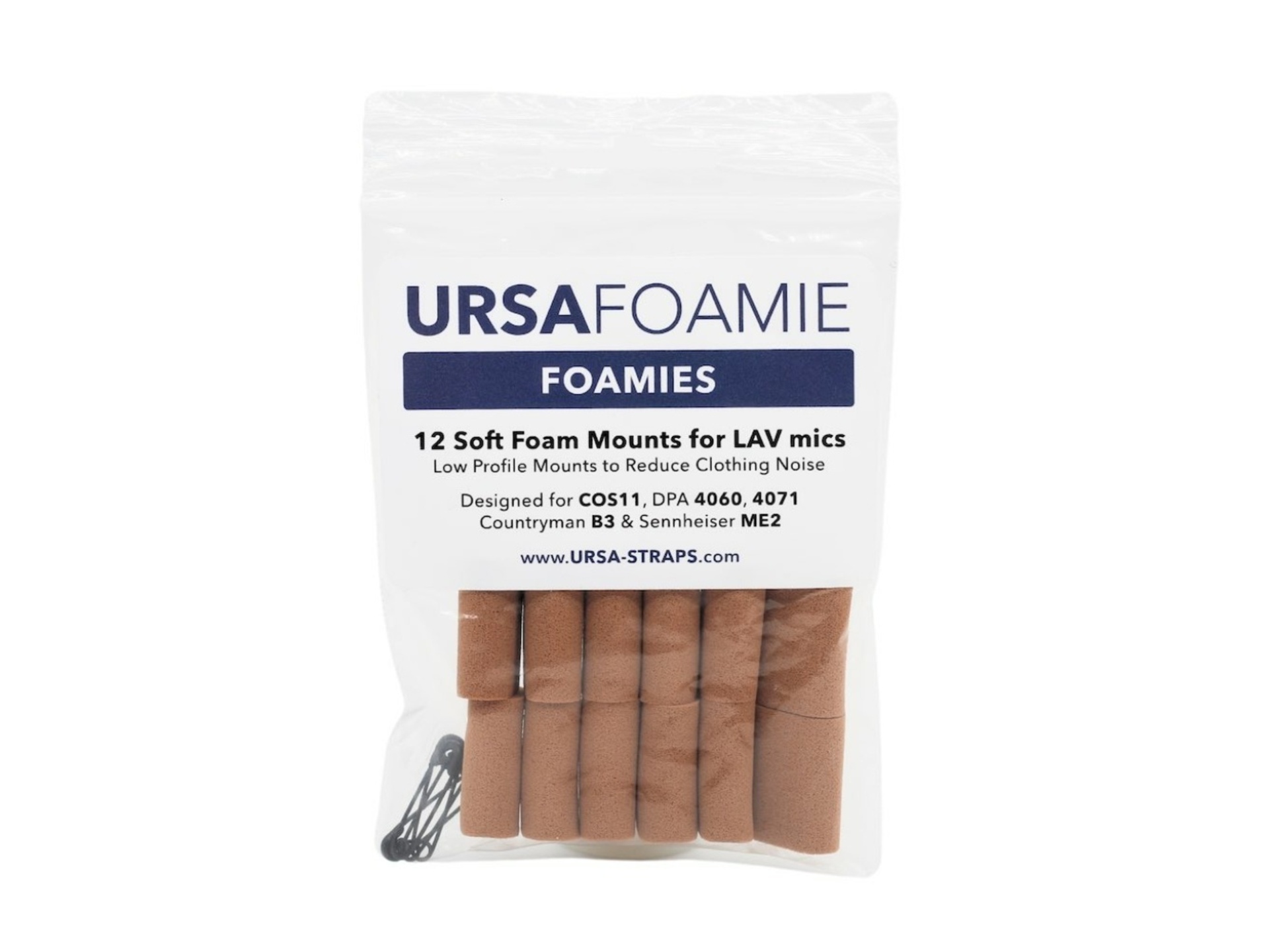 Ursa Straps Foamies for Lavalier Microphones (12-Pack, Brown)
