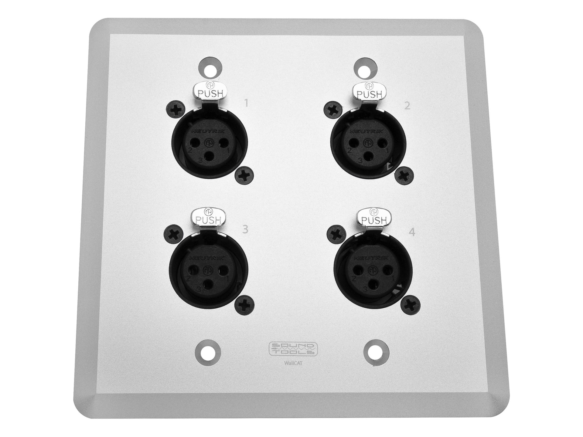 SoundTools WallCAT FX-S Wall Plate with Four XLR 3-Pin Female Connectors (Silver)