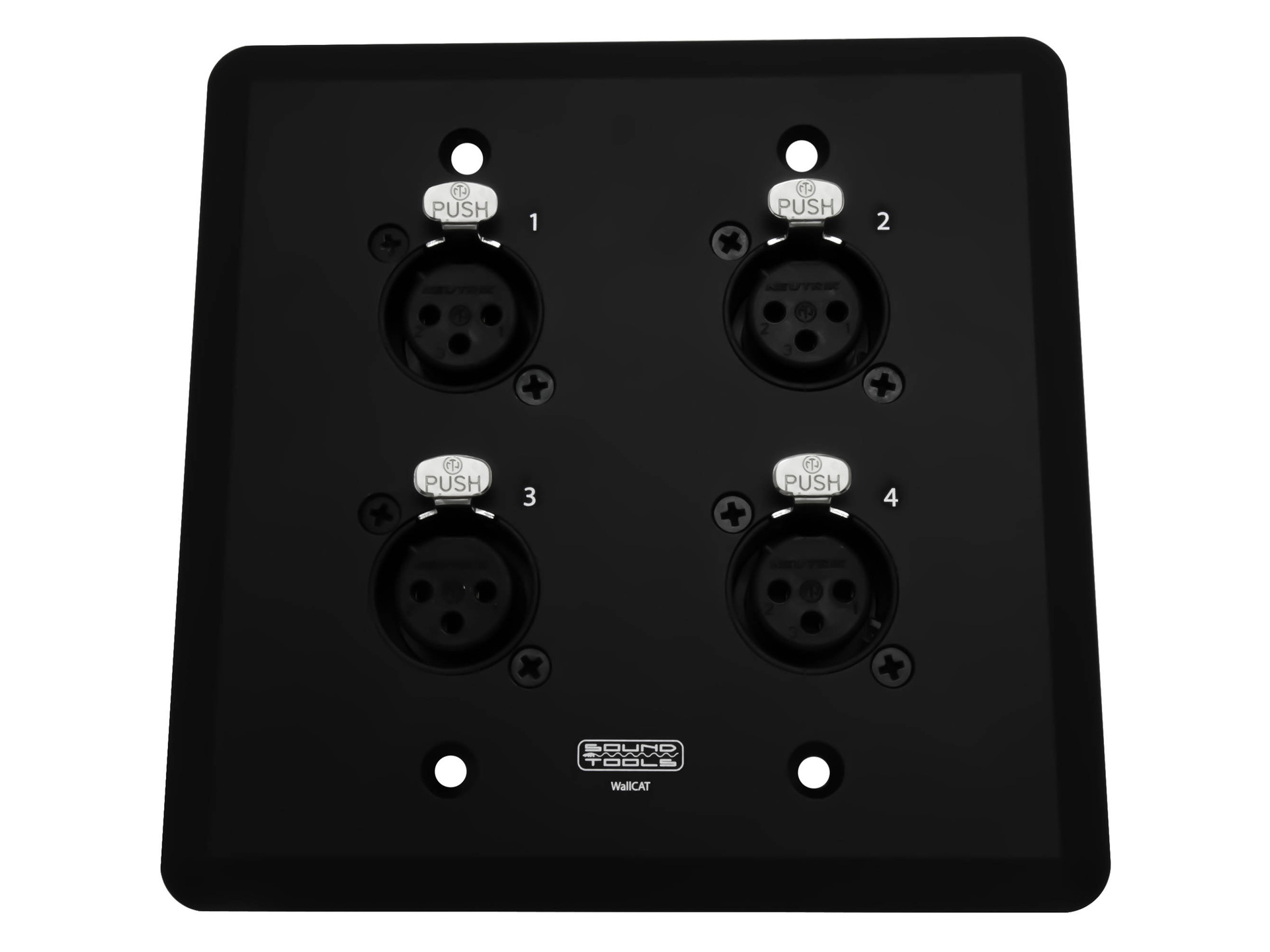 SoundTools WallCAT FX-B Wall Plate with Four XLR 3-Pin Female Connectors (Black)