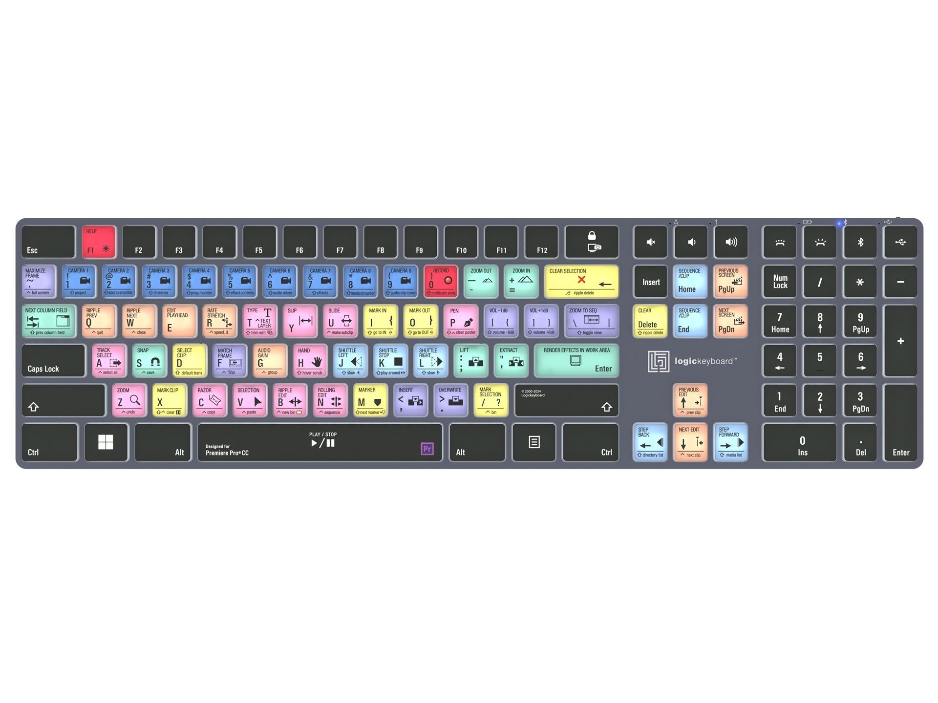 Logickeyboard TITAN Wireless Keyboard for Adobe Premiere Pro CC (Windows, US English)