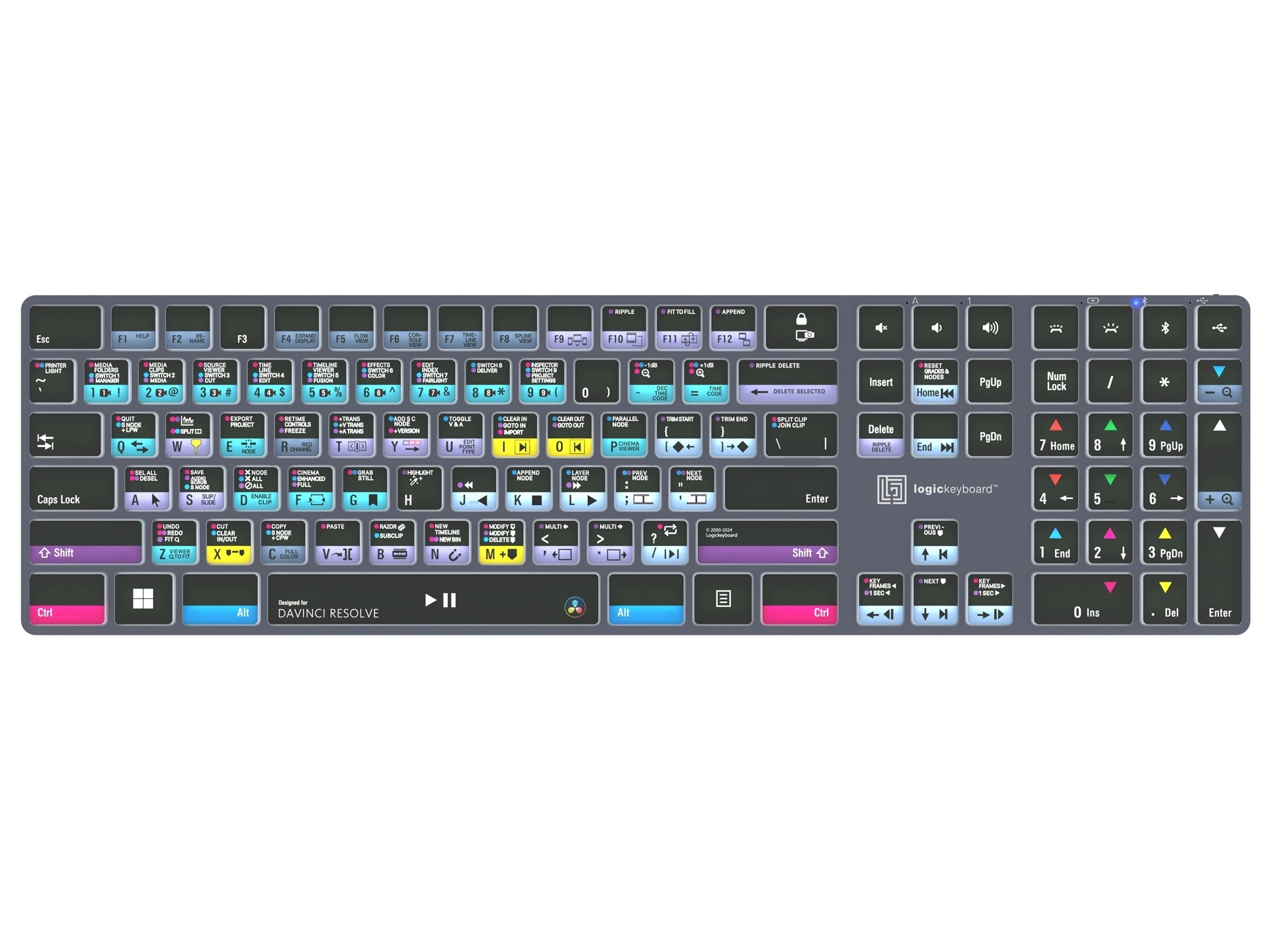 Logickeyboard TITAN Wireless Keyboard for DaVinci Resolve (Windows, US English)