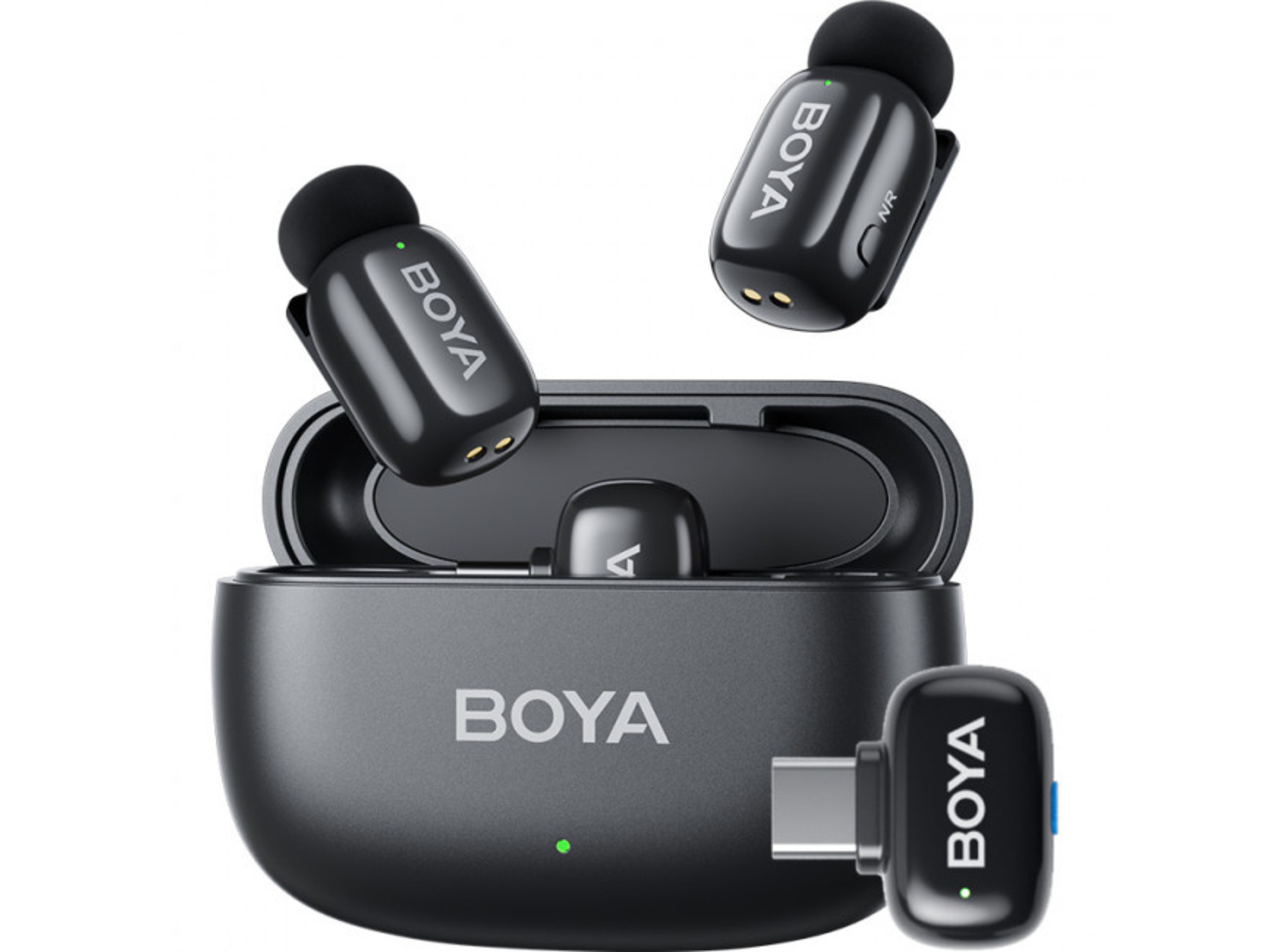 BOYA Mini 2-Person Tiny Wireless Microphone System with USB-C Connector (2.4 GHz, Black)