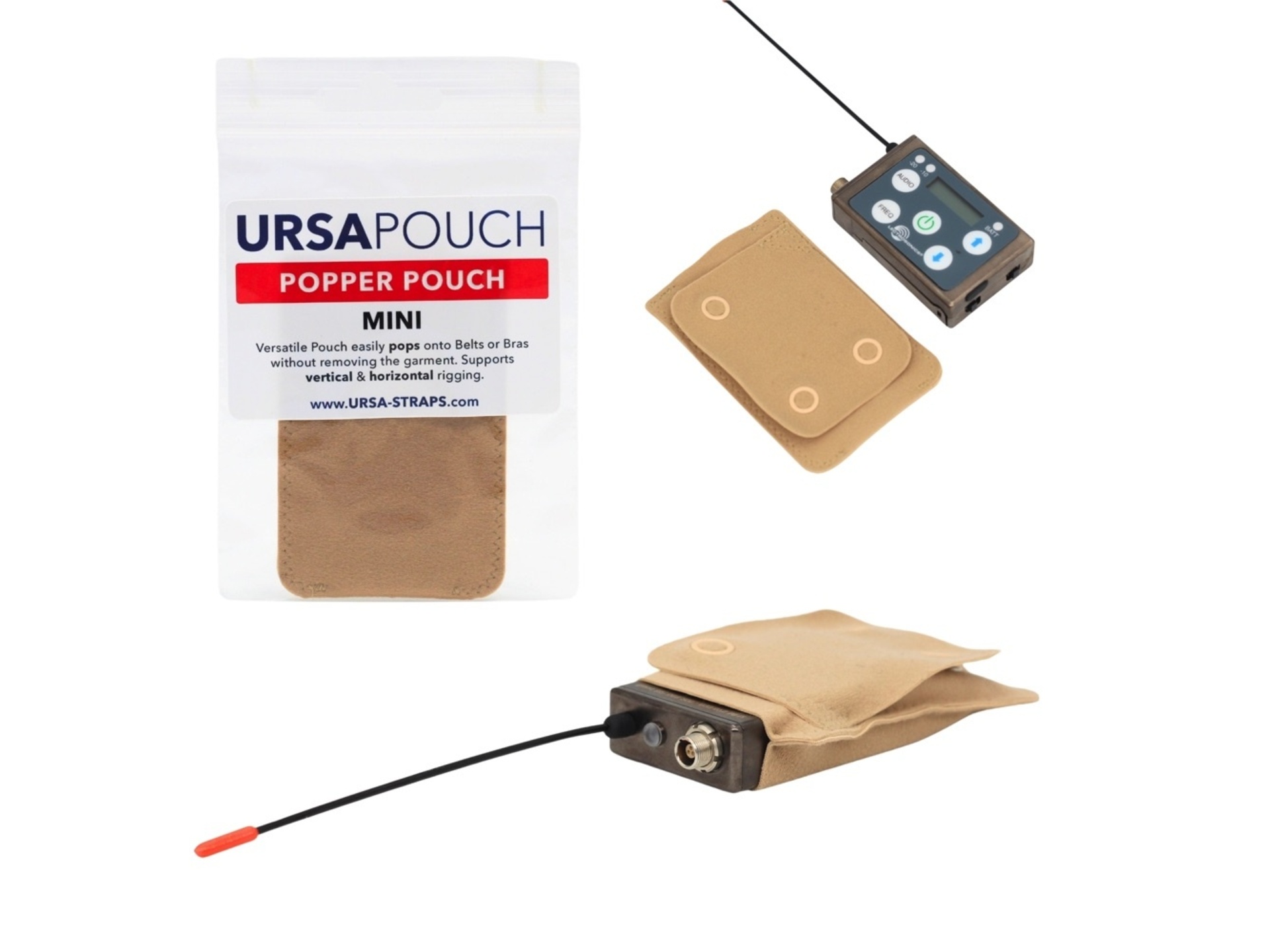 Ursa Popper Pouch (Mini, Beige)