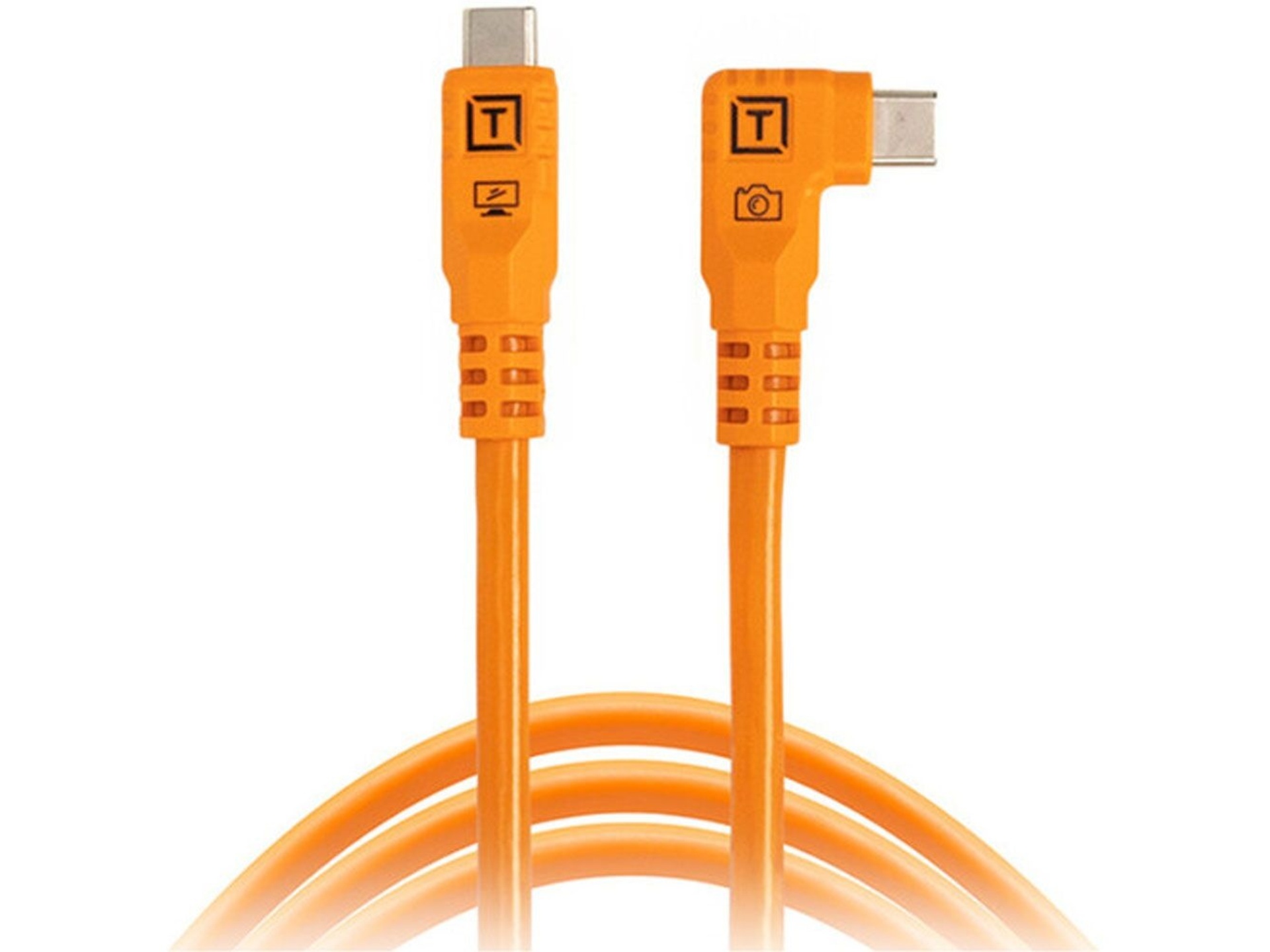 Tether Tools TetherPro Optima 10G USB-C Straight to Right Angle Cable (1.8m, Hi-Visibility Orange)