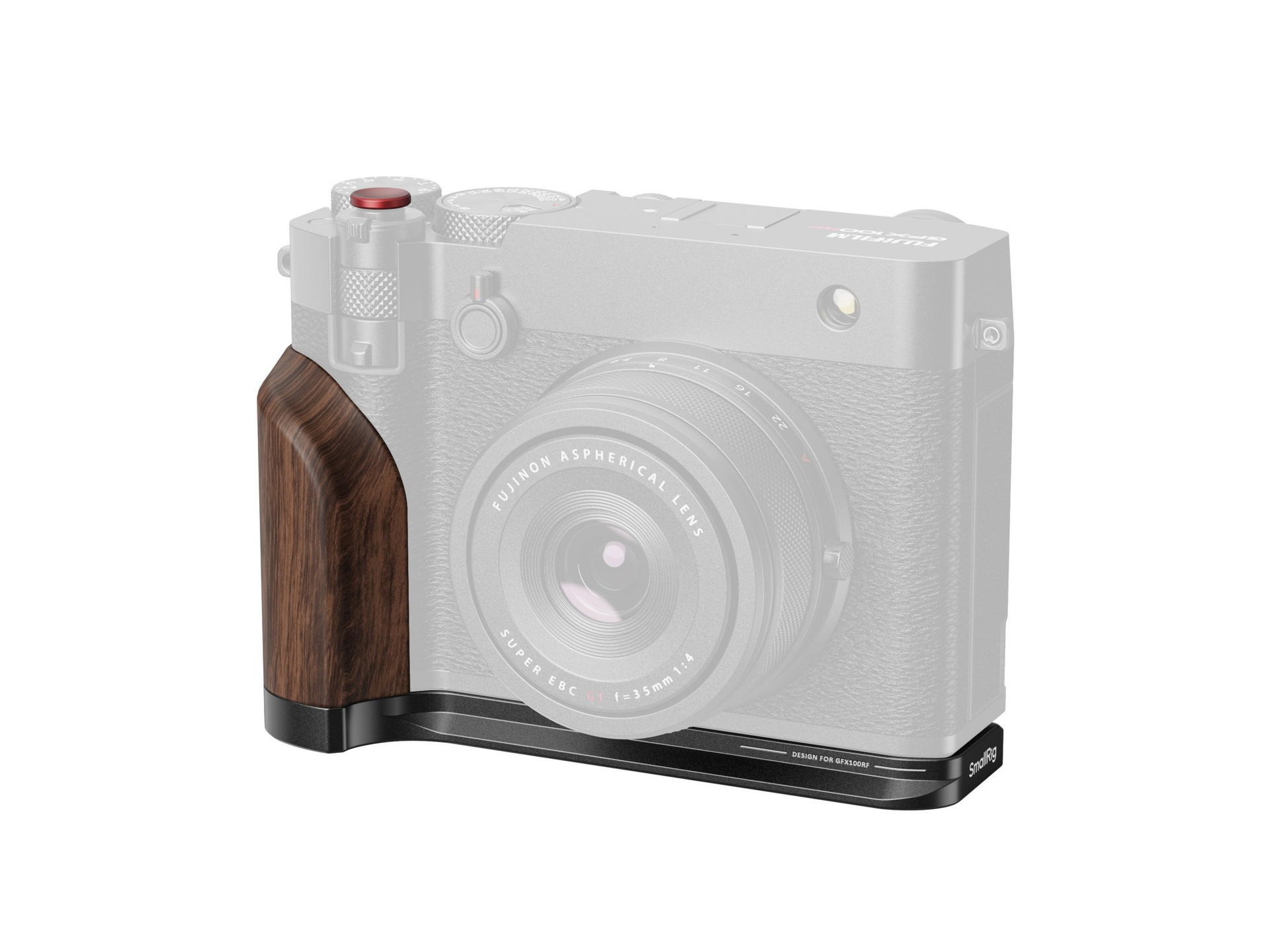SmallRig 5266 L-Shape Mount Plate with Wooden Handle for Fujifilm GFX100RF (Silver)