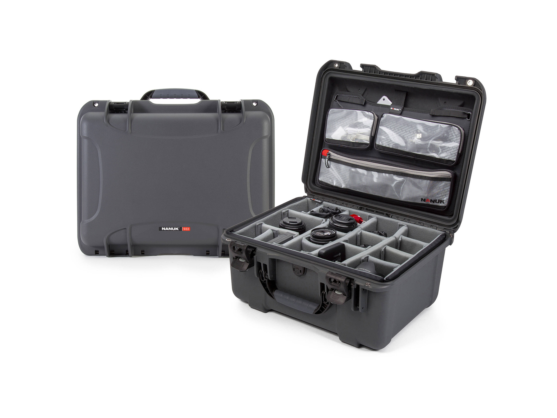 Nanuk 933 Large Hard Case (Graphite, Padded Dividers & Lid Organiser)