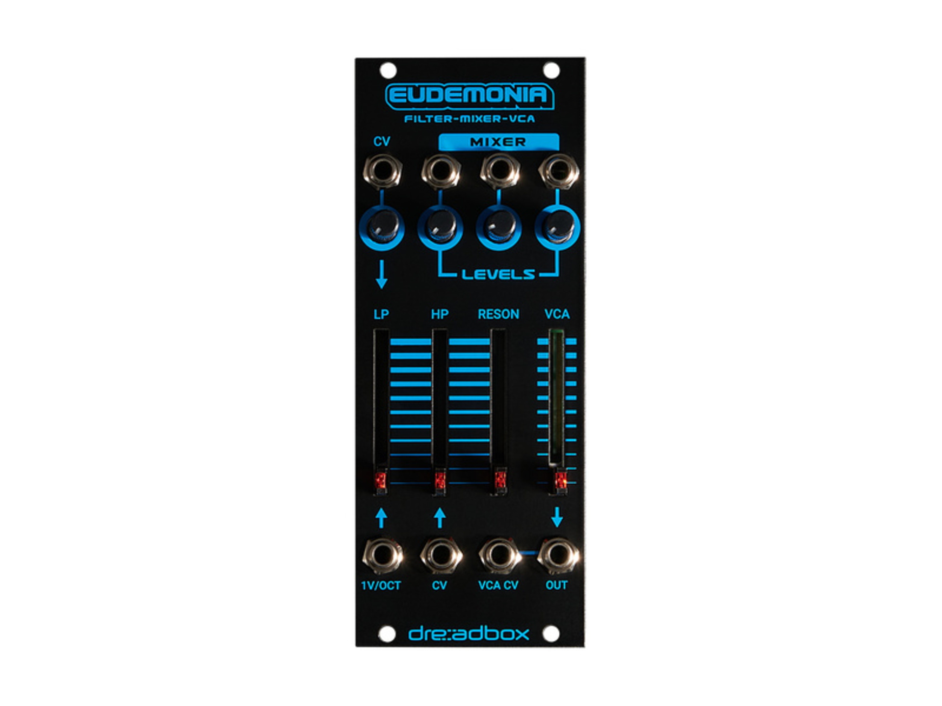 Dreadbox Eudemonia BL Eurorack Module Dual Filter, 3-Input Mixer, and VCA (10 HP)