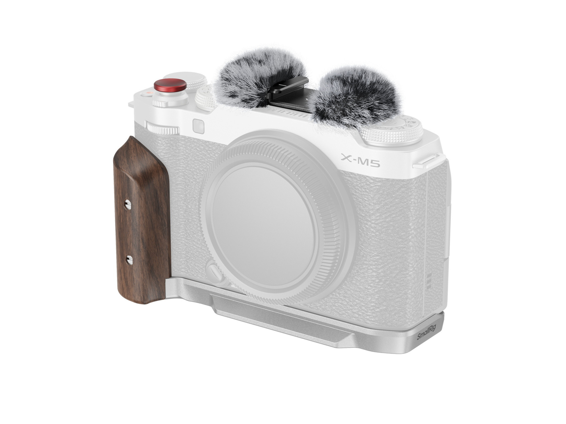 SmallRig 5261 L-Shape Mount Plate with Wooden Handle for FUJIFILM X-M5 (Silver)