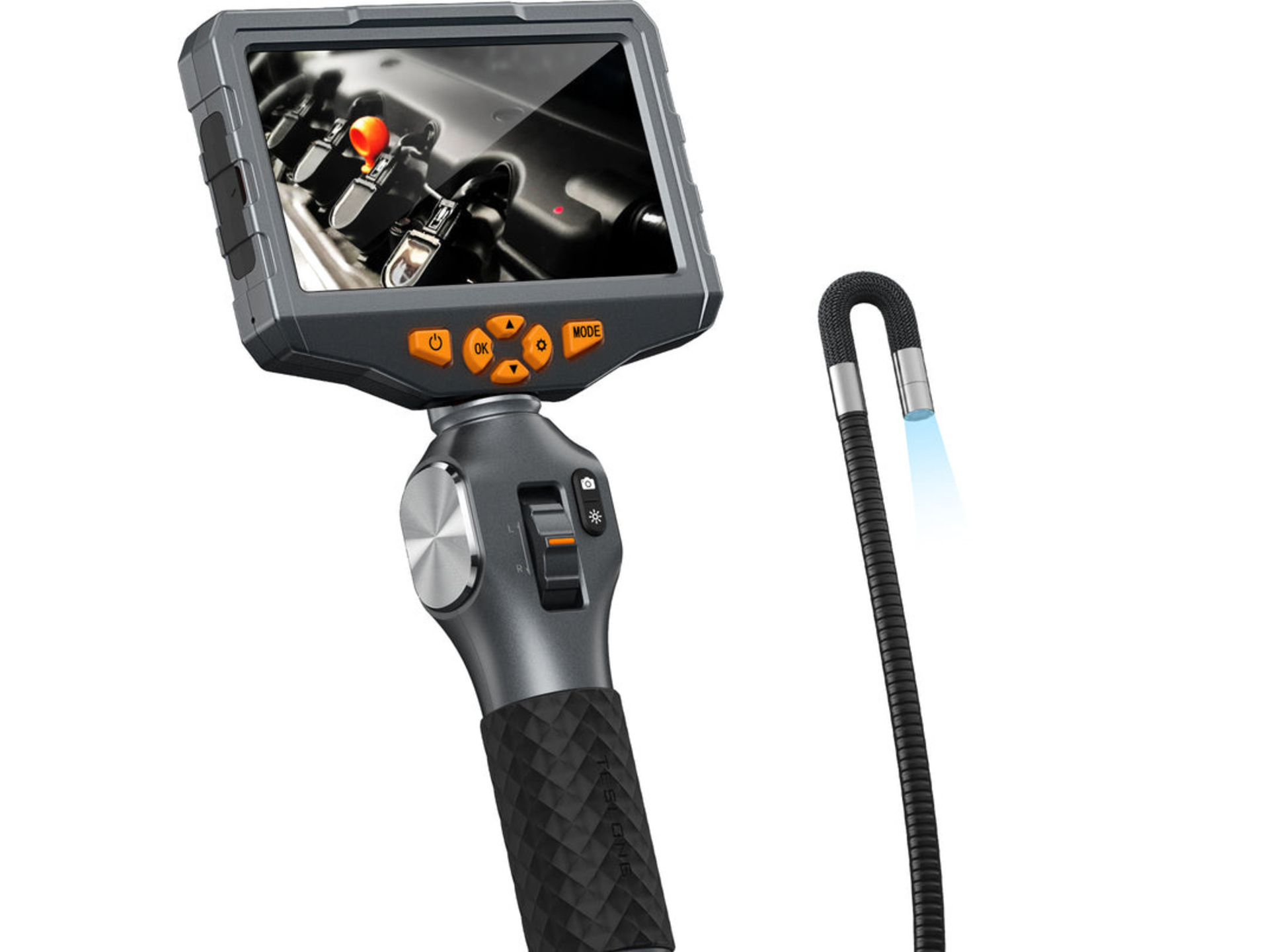 Teslong TD500 Single Lens Endoscope with 5" HD Screen (3.9mm Diameter, 1.55m Probe)