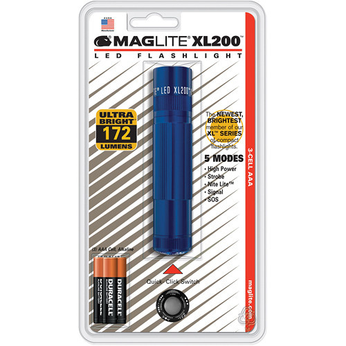 Maglite XL200 LED Flashlight with 3 AAA Blister Pack (Blue)