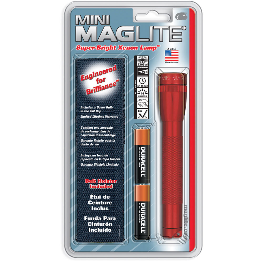 Maglite Mini Maglite 2-Cell AA Flashlight with Holster (Red)