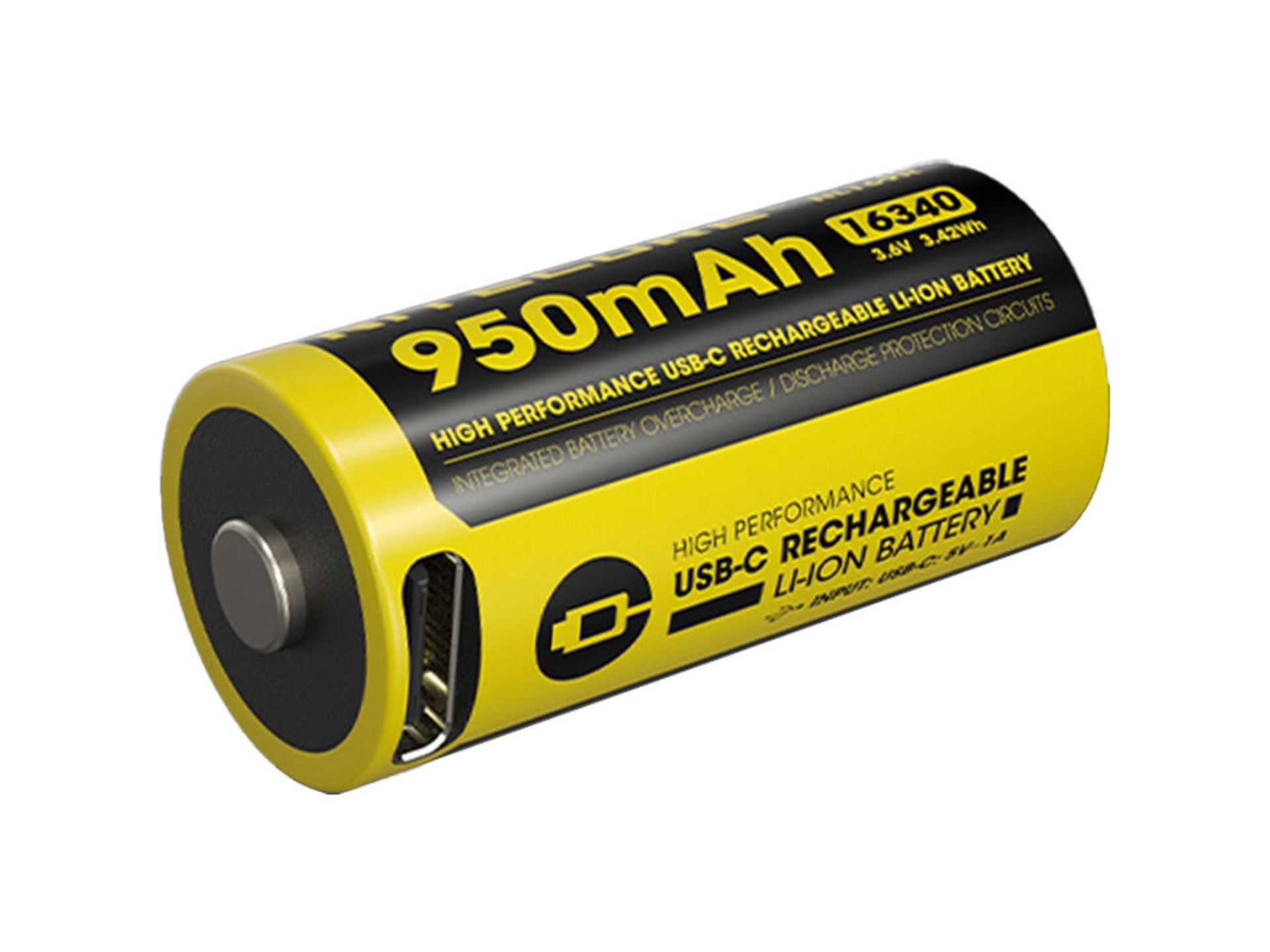 Nitecore NL169R 16340 Li-Ion Rechargeable Battery with USB-C Charge Port (3.6V, 950mAh)