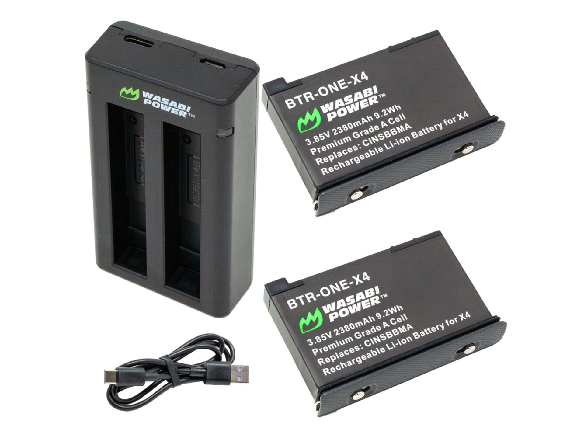 Wasabi Power Insta360 X4 (2-Pack) and Dual USB-C Charger