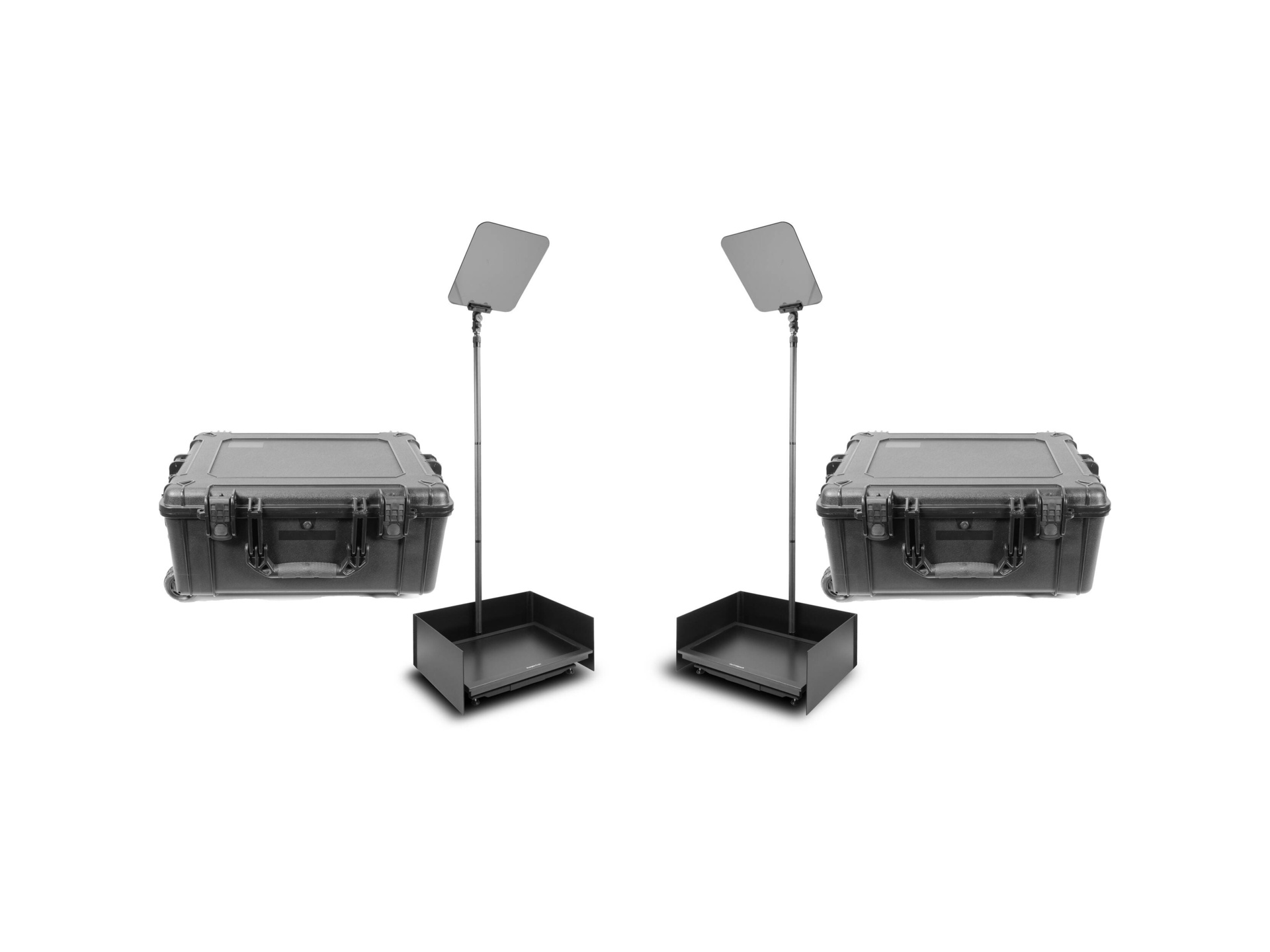 Prompter People StagePro 24" High-Bright Presidential Teleprompter Pair Carbon Fiber Kit with Two Flight Cases