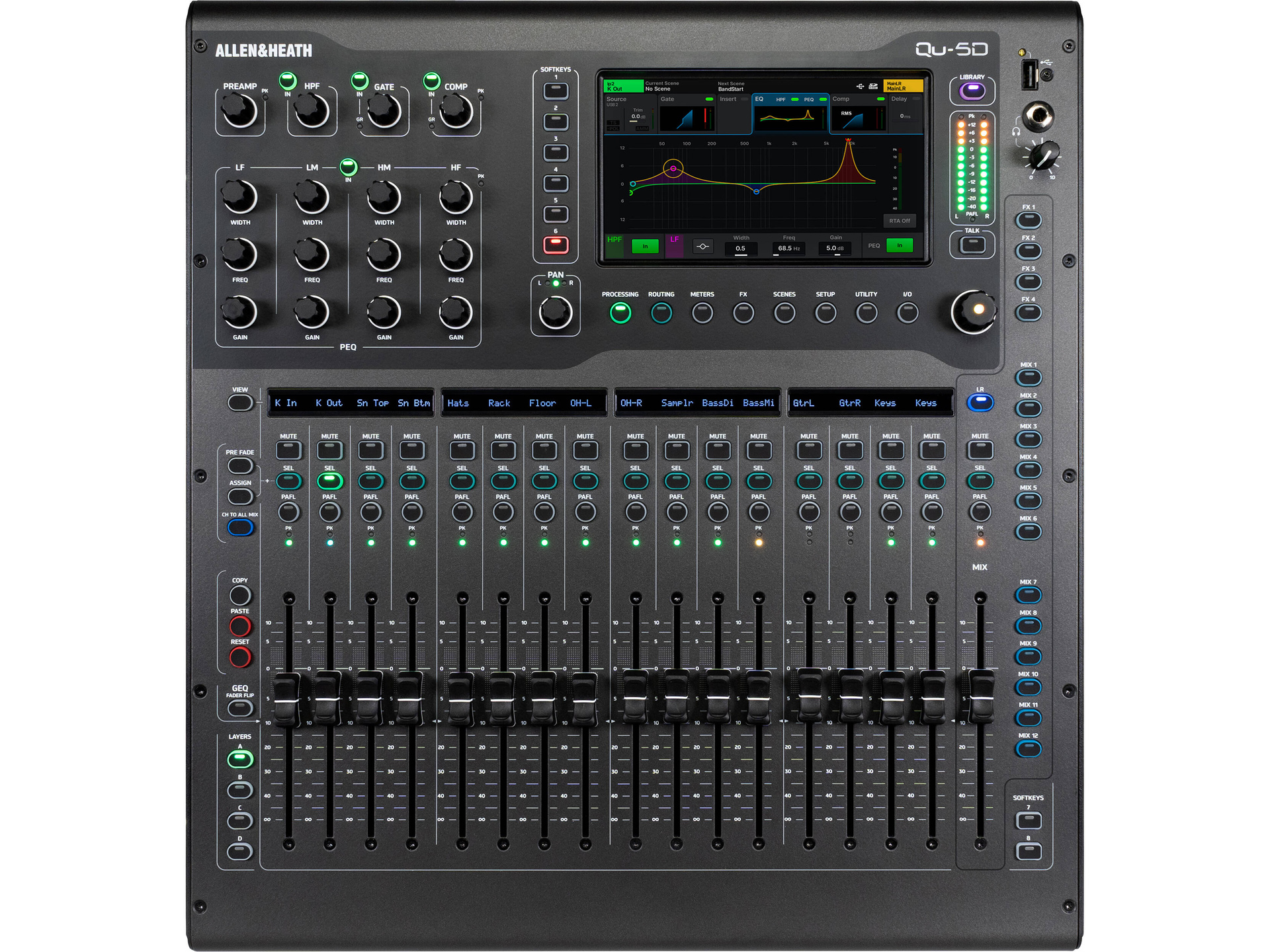 Allen & Heath Qu-5D 36-Channel / 12-Bus Digital Mixer with 16+1 Motorized Faders