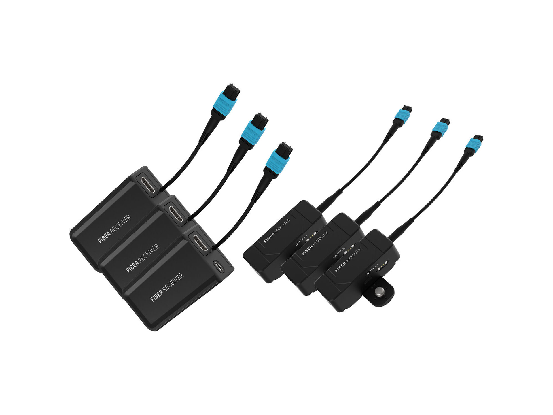 Kondor Blue Fletch Fiber 3 Transmitter & Receiver Modules Kit for HDMI (Raven Black)