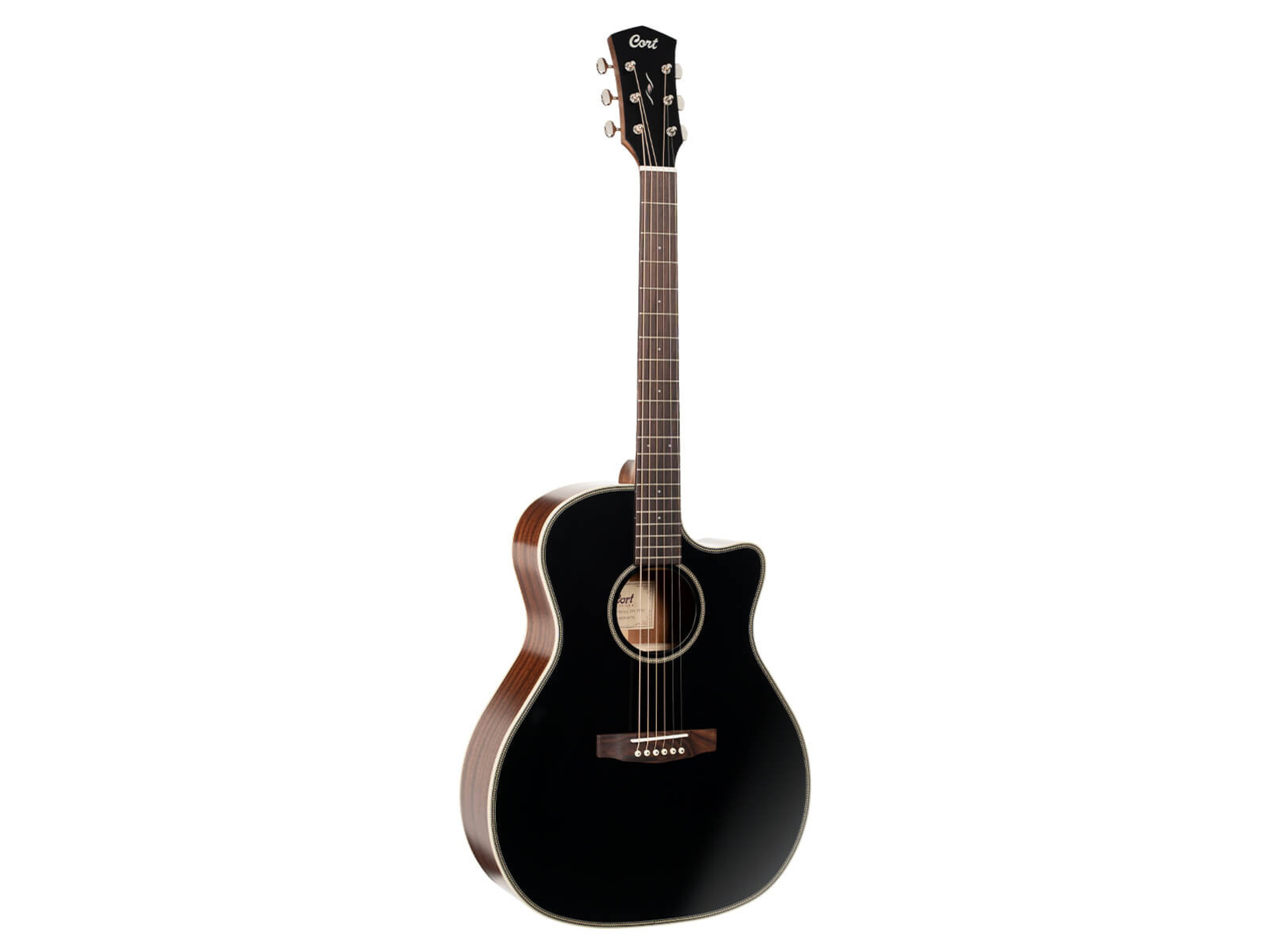 Cort Essence-GA4 Acoustic Guitar with Bag (Black Top Semi-Gloss)