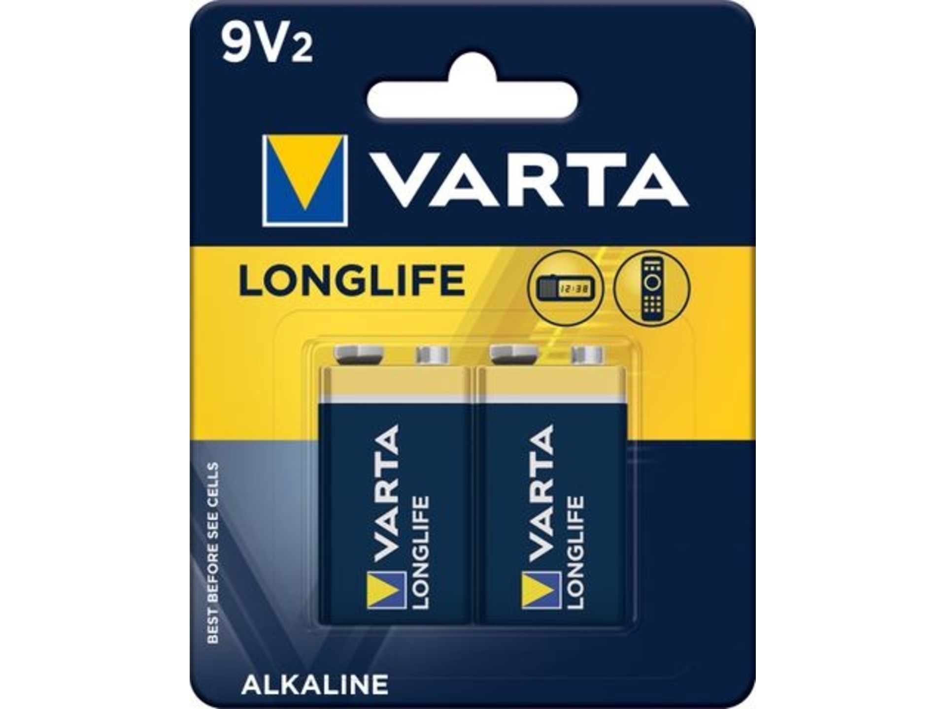 Varta Alkaline Longlife 9V Batteries (2 Pack)