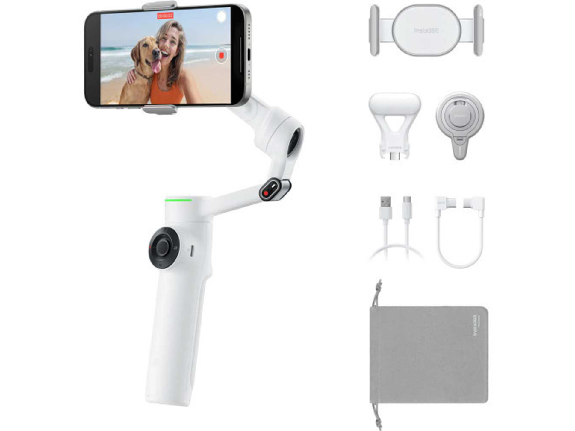 Insta360 Flow 2 Pro Smartphone Gimbal Stabilizer Creator Kit (White)