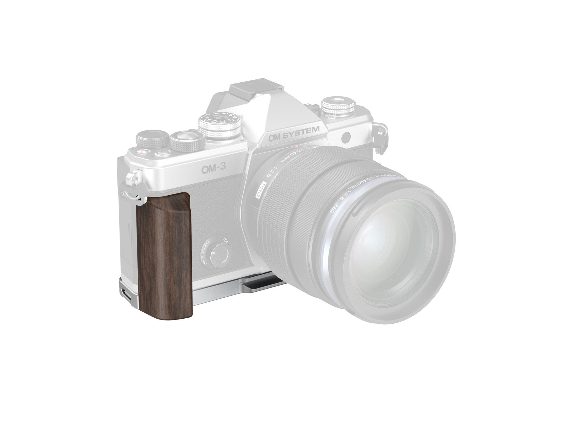 SmallRig 5563 L-Shaped Mount Plate with Wooden Handle for OM SYSTEM OM-3