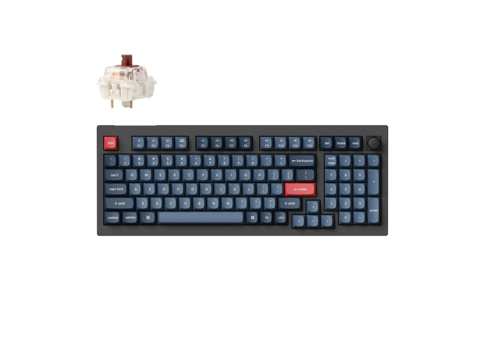Keychron V5M-D3 Max QMK/VIA Wireless Custom Mechanical Keyboard (Carbon Black, Gateron Jupiter Brown, Fully Assembled Knob)