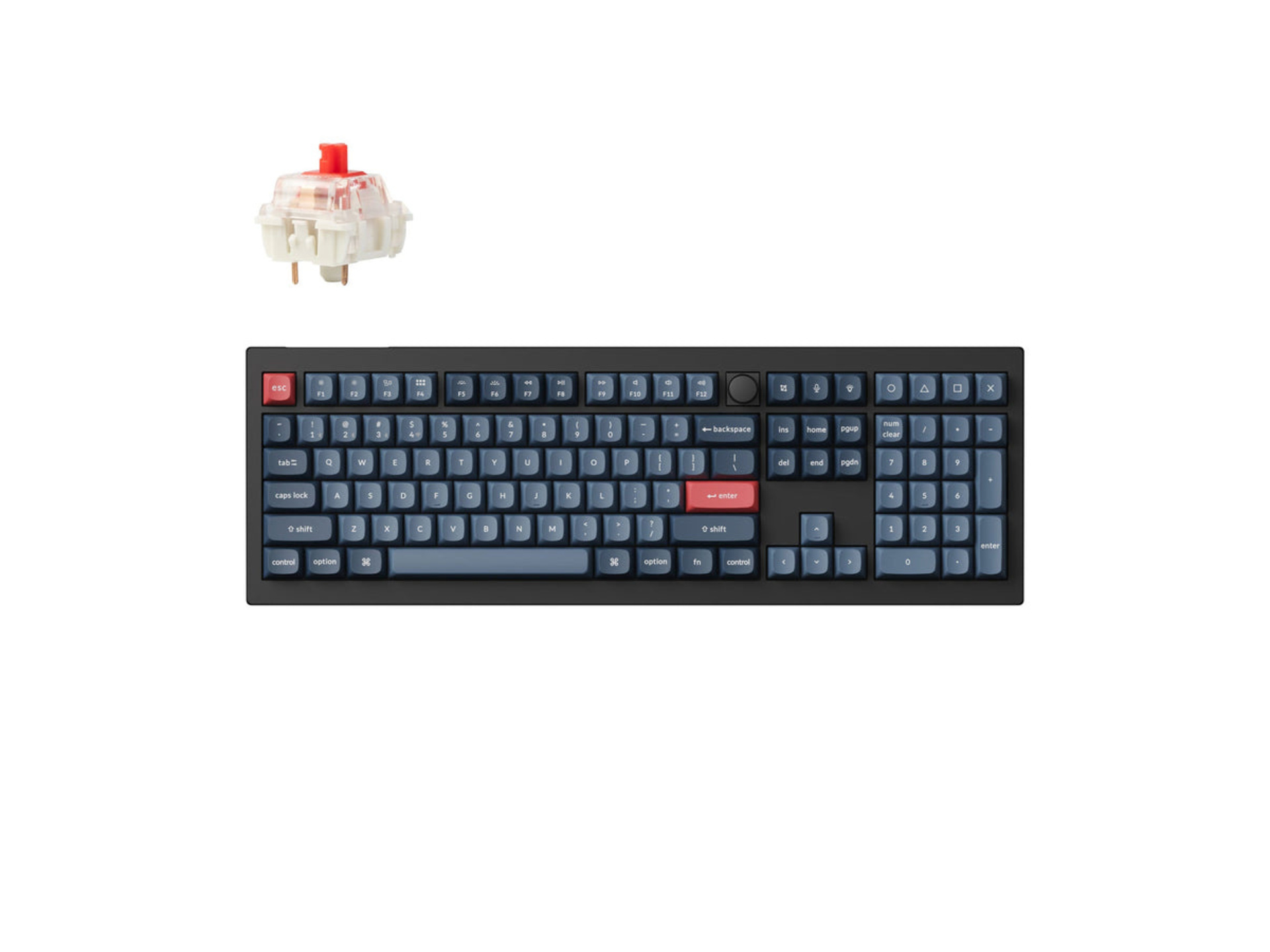 Keychron V6M-D1 Max QMK/VIA Wireless Custom Mechanical Keyboard (Carbon Black, Gateron Jupiter Red, Fully Assembled Knob)