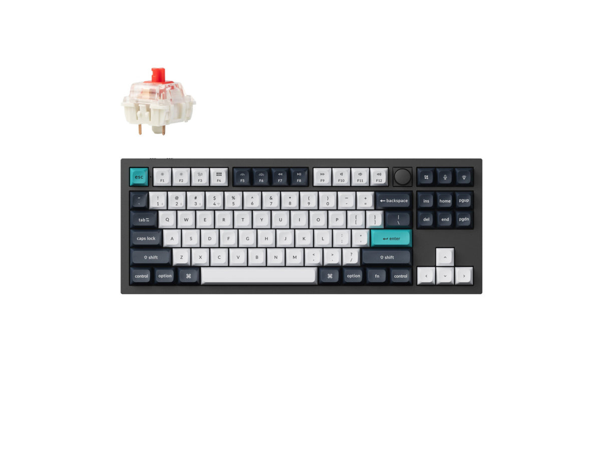 Keychron Q3 Max QMK/VIA Wireless Custom Mechanical Keyboard (Carbon Black, Gateron Jupiter Red, Fully Assembled Knob)