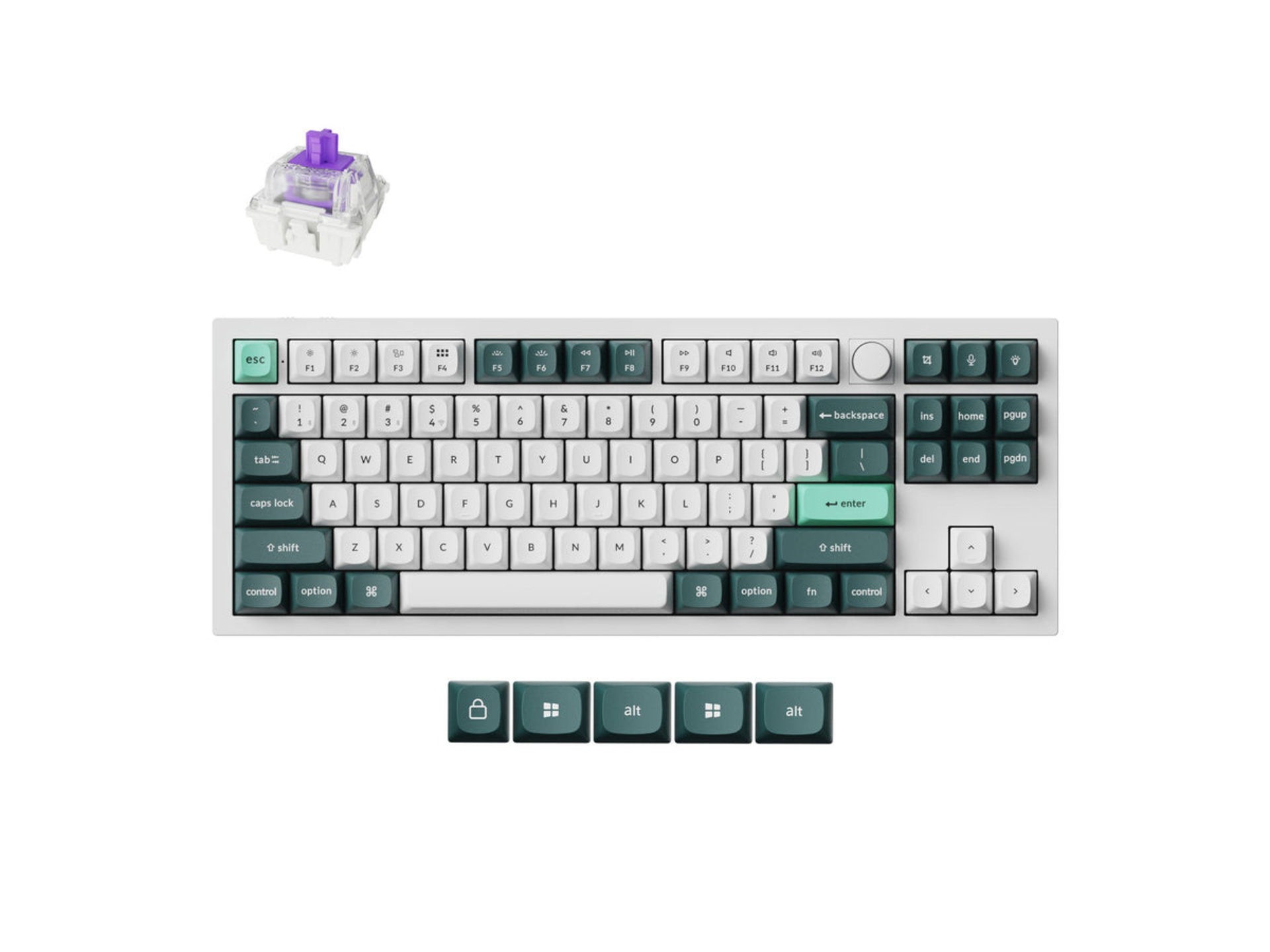 Keychron Q3 HE QMK Wireless Custom Keyboard (Shell White, Garteron Double-Rail Magnetic Nebula Switch, Fully Assembled Knob)