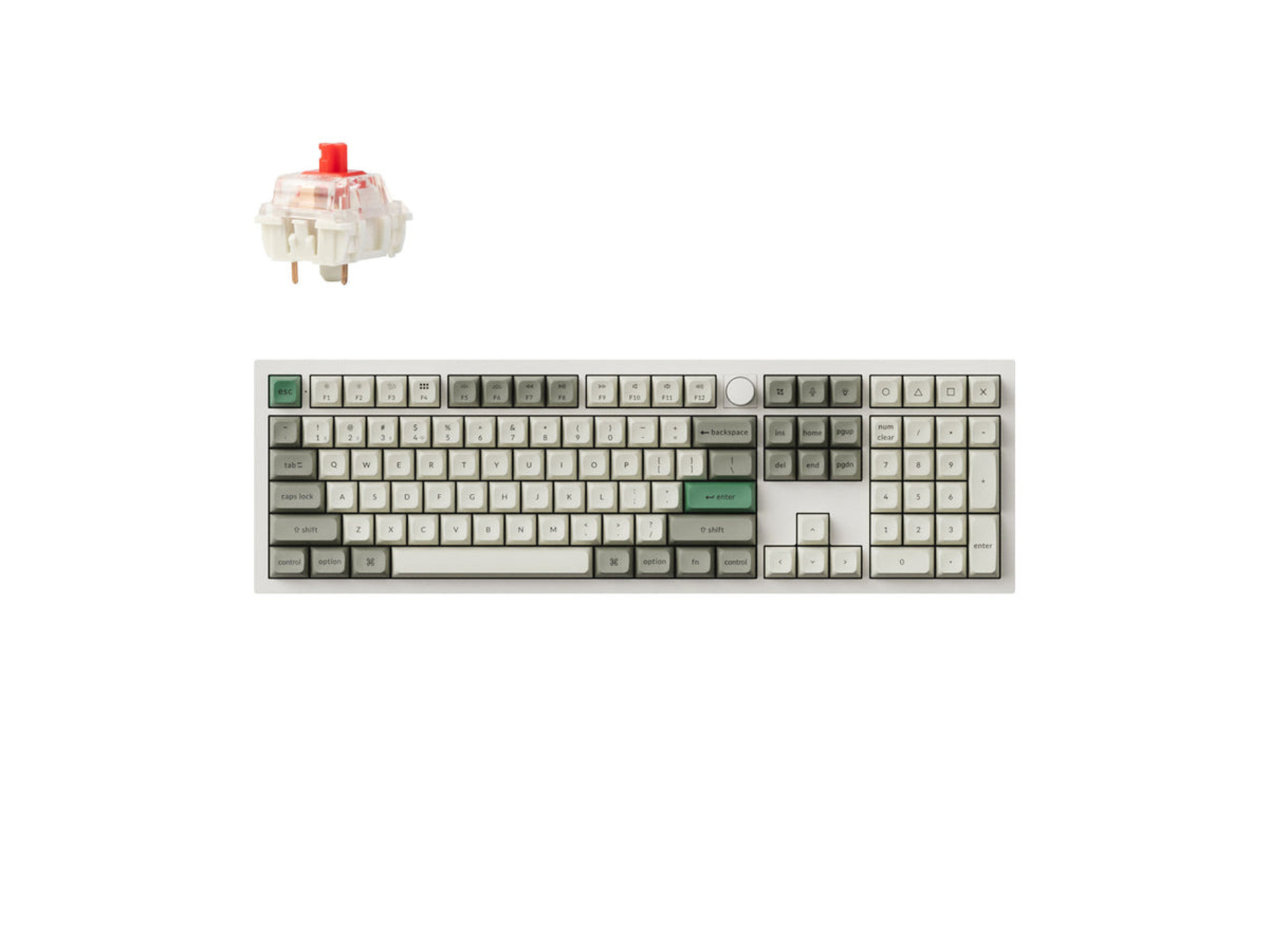 Keychron Q6 Max QMK/VIA Wireless Custom Mechanical Keyboard (Shell White, Gateron Jupiter Red, Fully Assembled Knob)