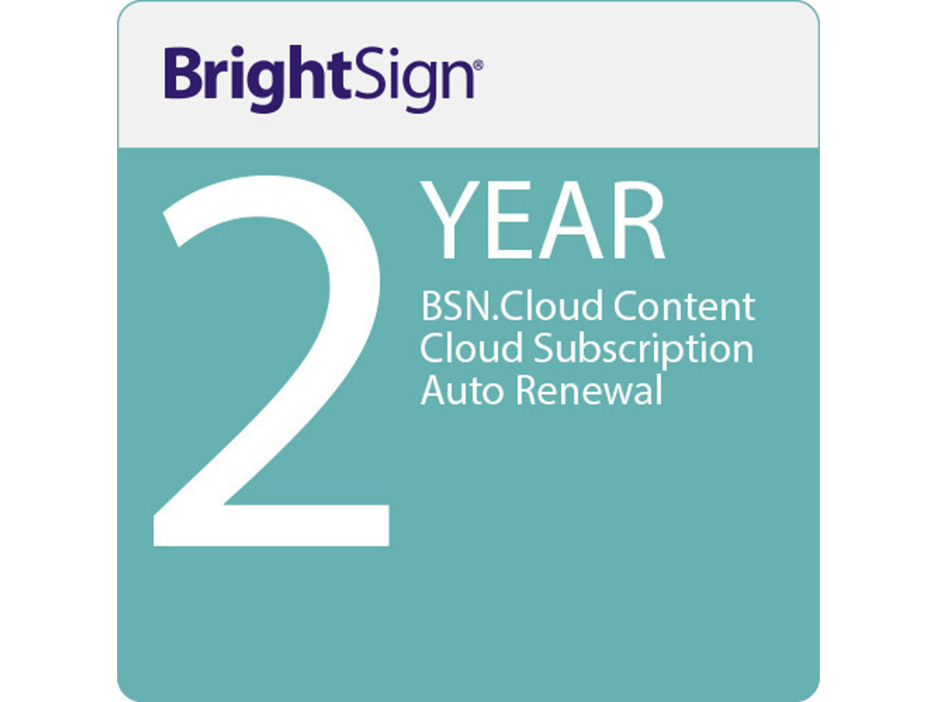 BrightSign BSN.Cloud Content Cloud Subscription Auto Renewal (2 Years)