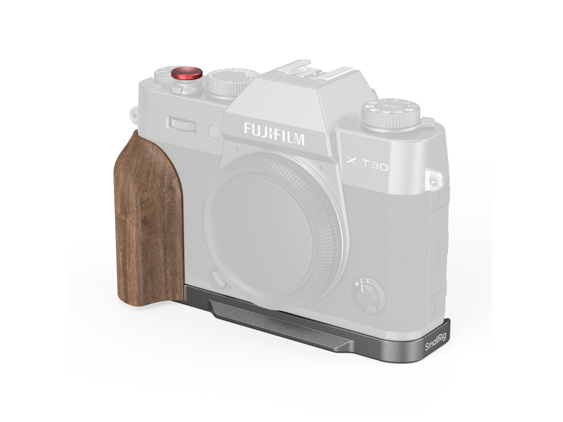 SmallRig 5668 L-Shaped Mount Plate with Wooden Handle for FUJIFILM X-T30 / X-T30 II / X-T30 III (Charcoal Silver)