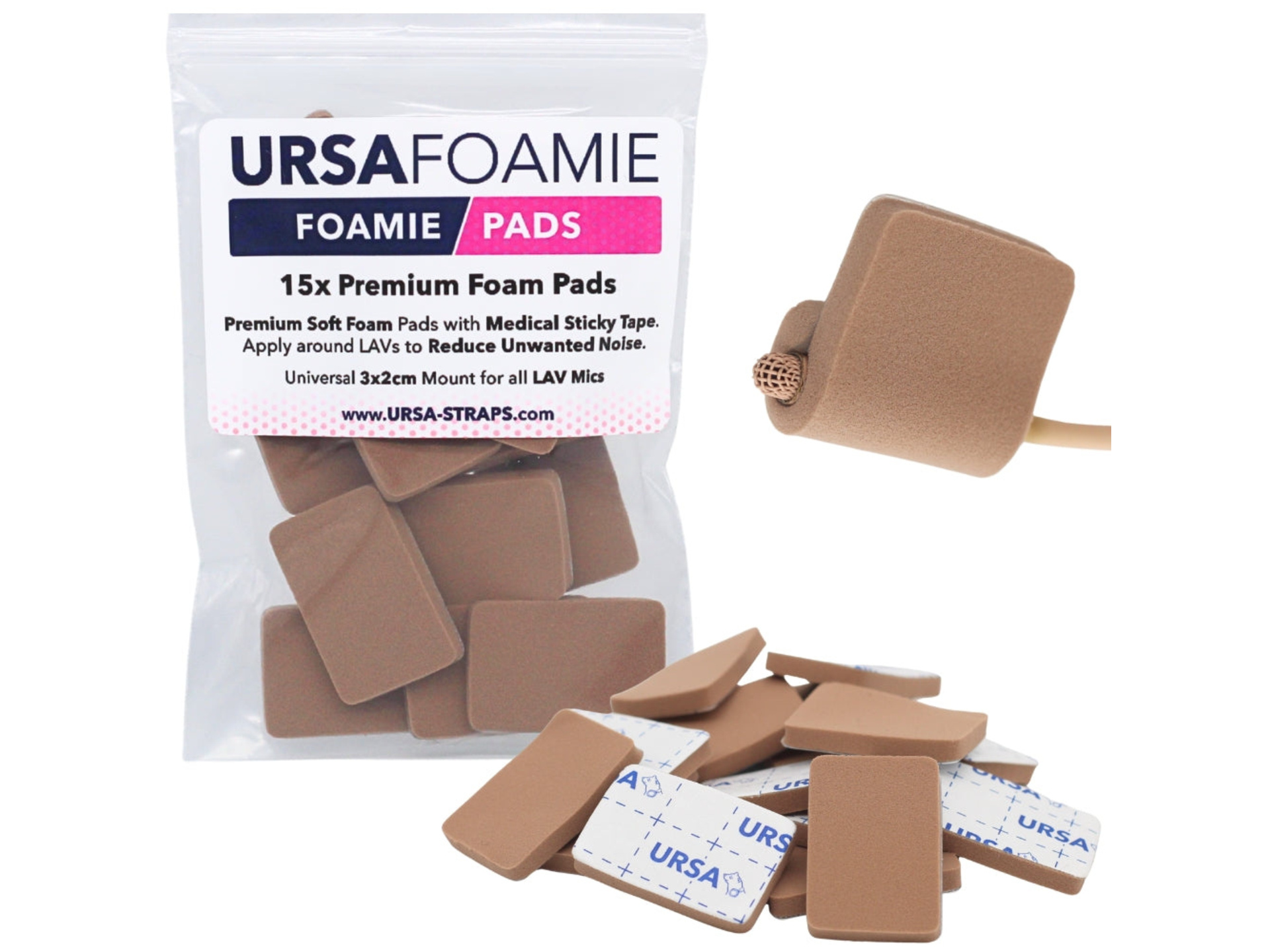 Ursa Foamie Pad for Lavalier Microphones (15 Pack, Caramel)