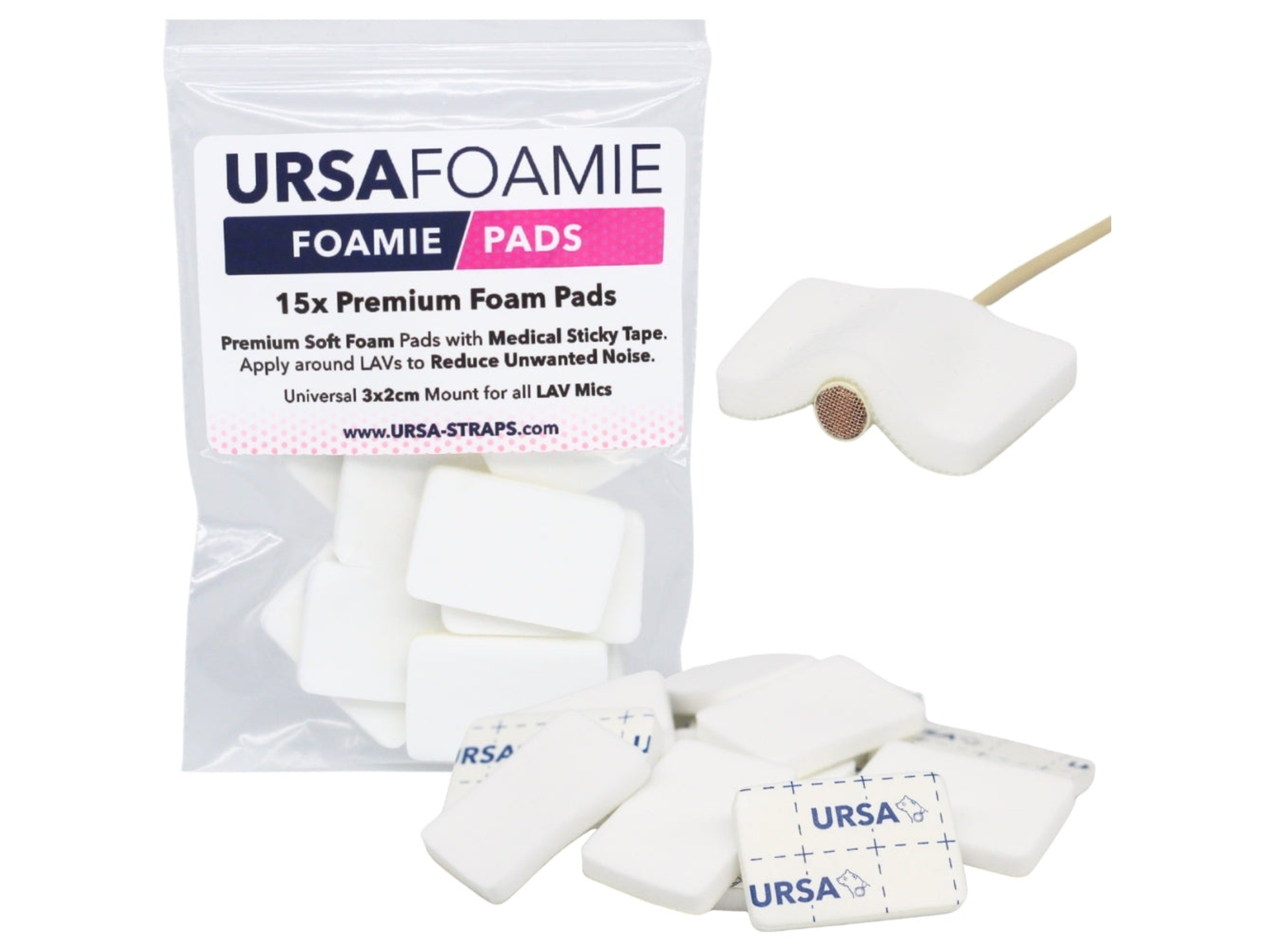 Ursa Foamie Pad for Lavalier Microphones (15 Pack, White)