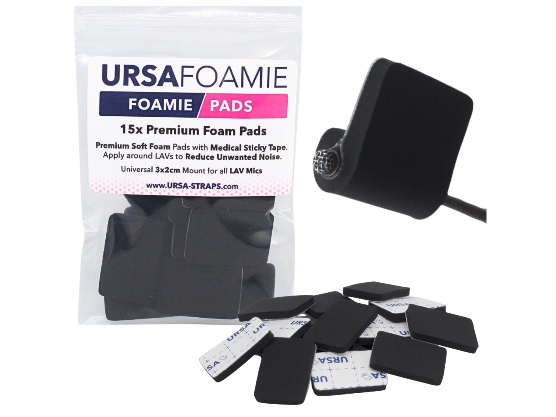 Ursa Foamie Pad for Lavalier Microphones (15 Pack, Black)