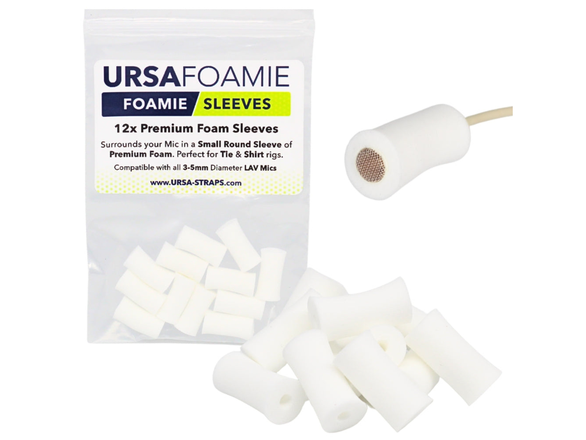 Ursa Foamie Sleeve for Lavalier Microphones (12 Pack, White)